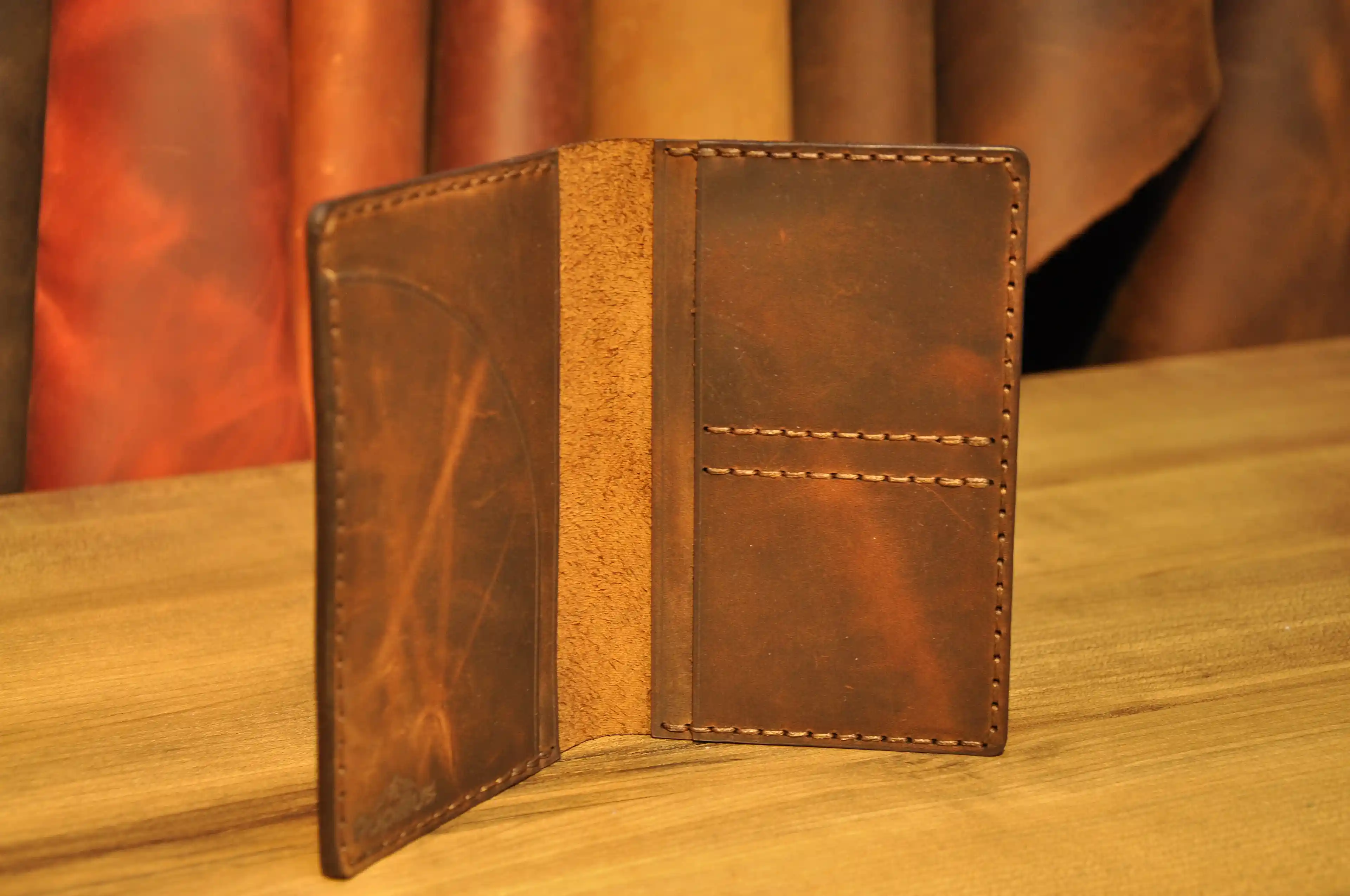 Leto Travel V-2 Pasaport Cüzdanı Hakiki Deri El Yapımı