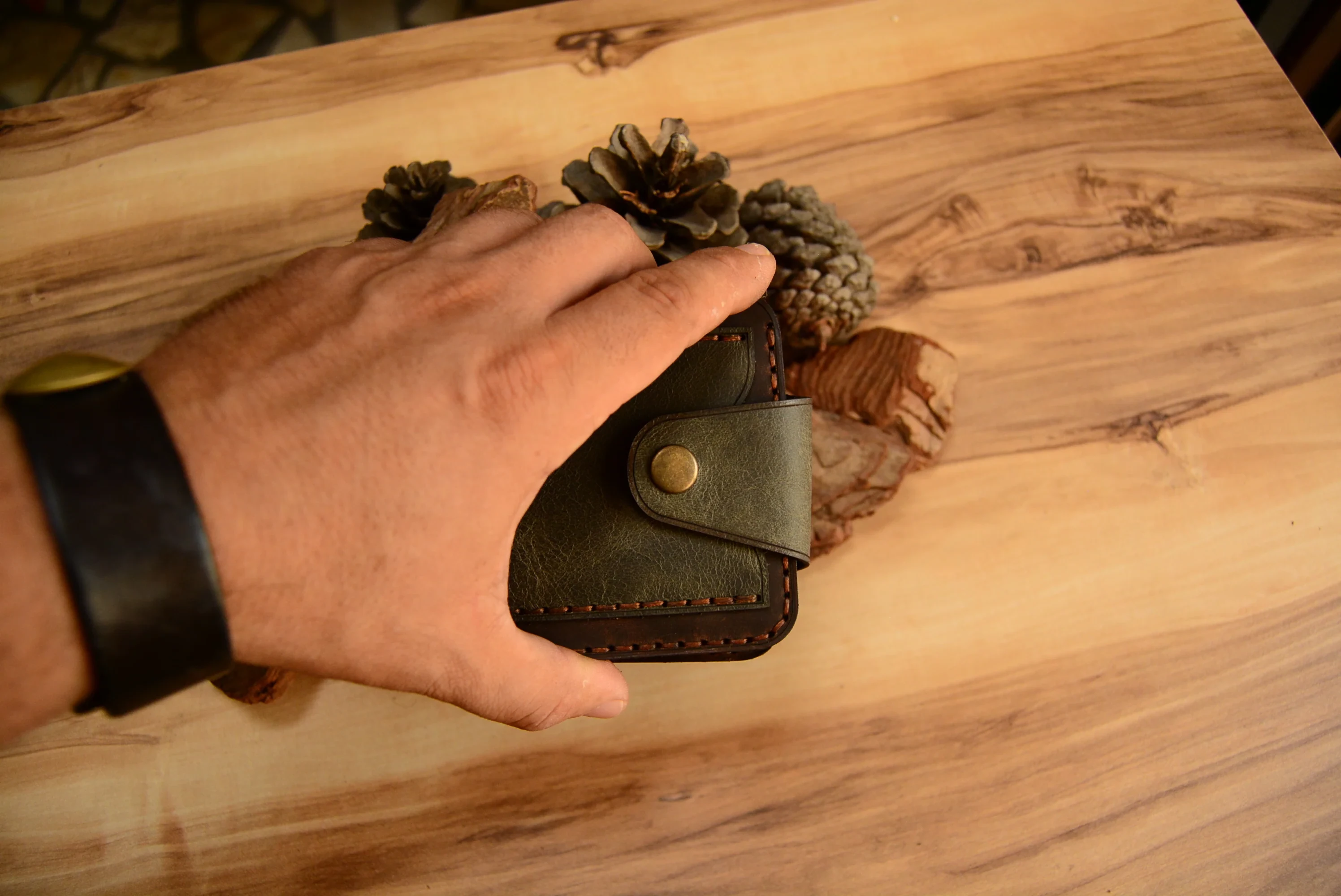 Lexia Cüzdan Katlanır Çıtçıtlı Tasarım Hakiki Deri El Yapımı