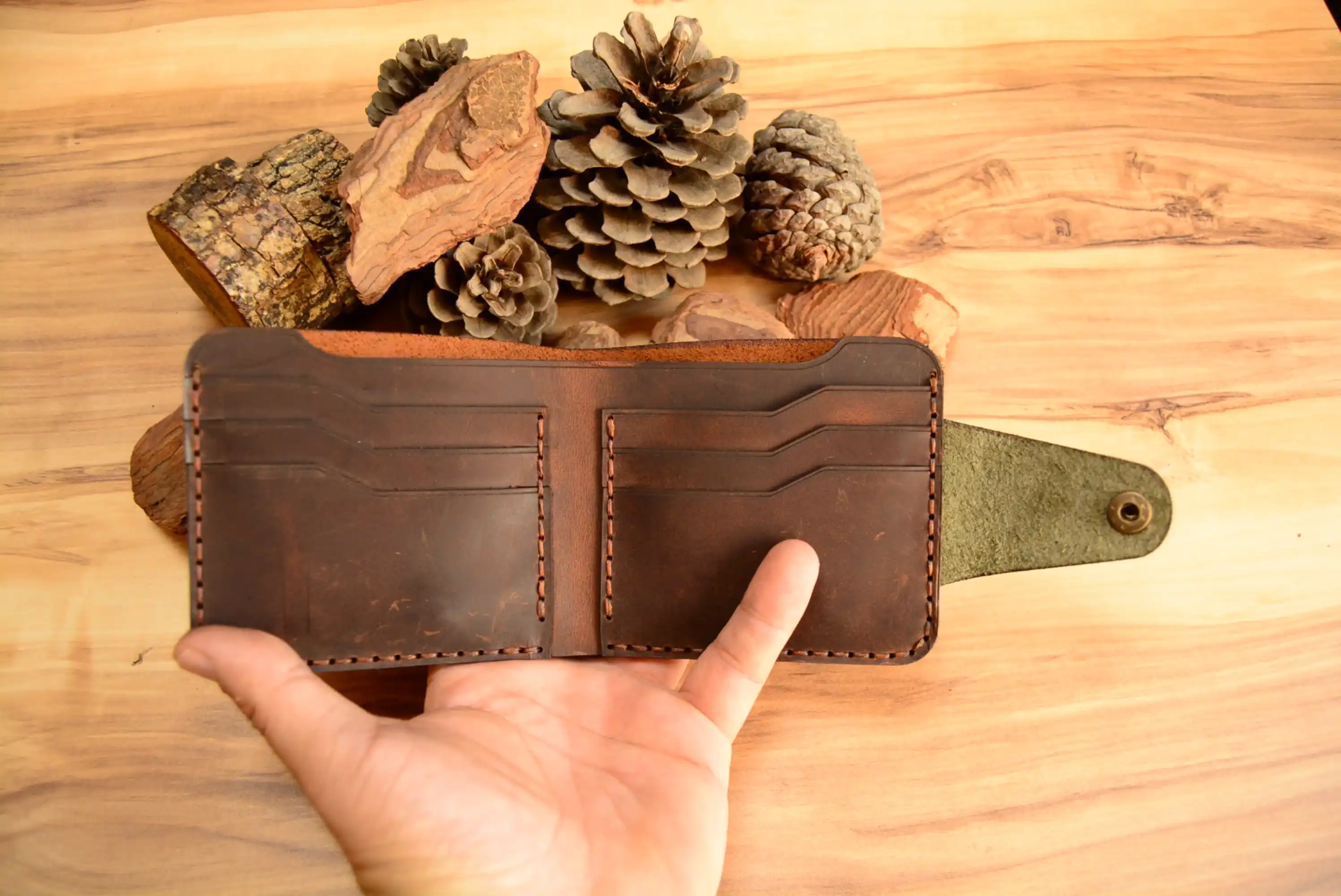 Lexia Cüzdan Katlanır Çıtçıtlı Tasarım Hakiki Deri El Yapımı