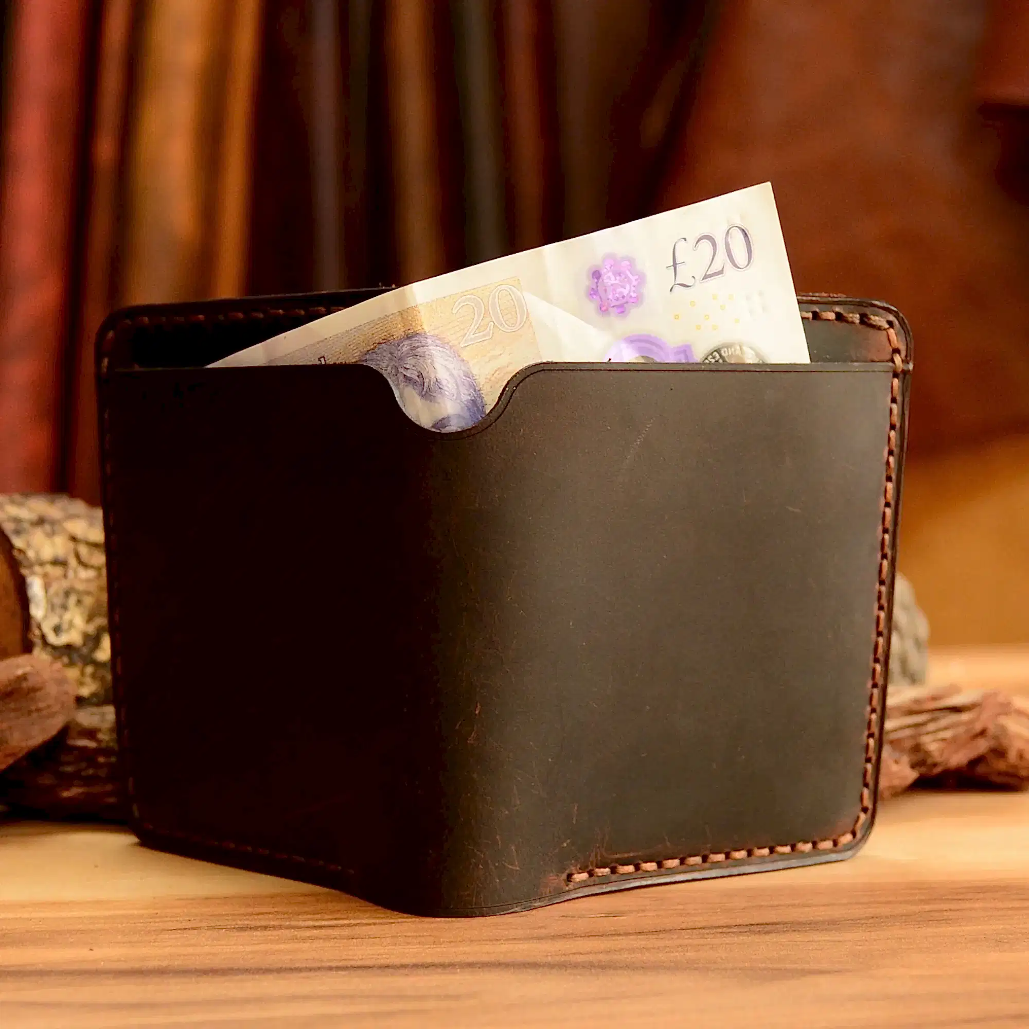 Luna Cüzdan Bifold Çıtçıtlı Tasarım Hakiki Deri El Yapımı