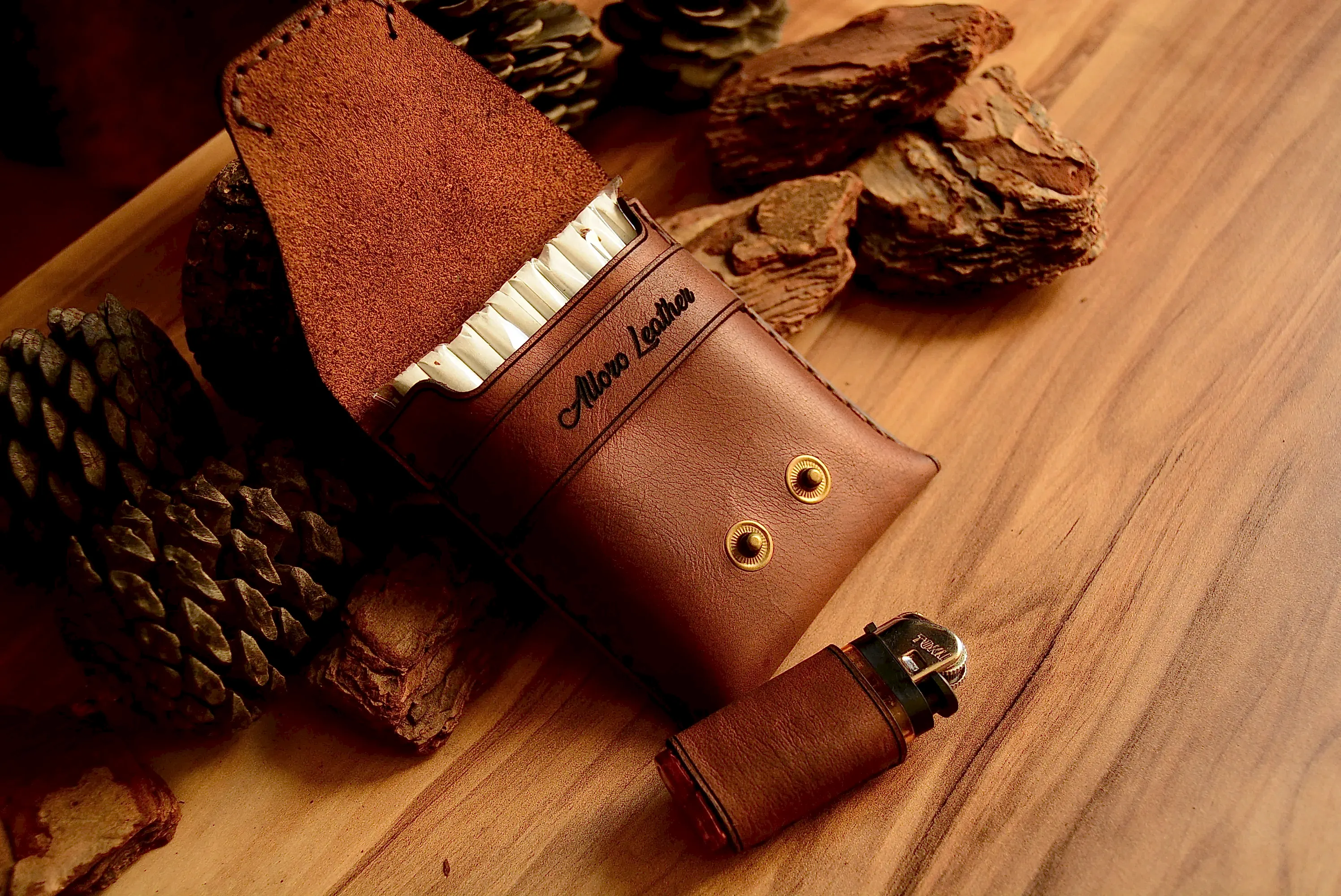 hakiki deri el yapimi slender makaron sigara kılıfı deri