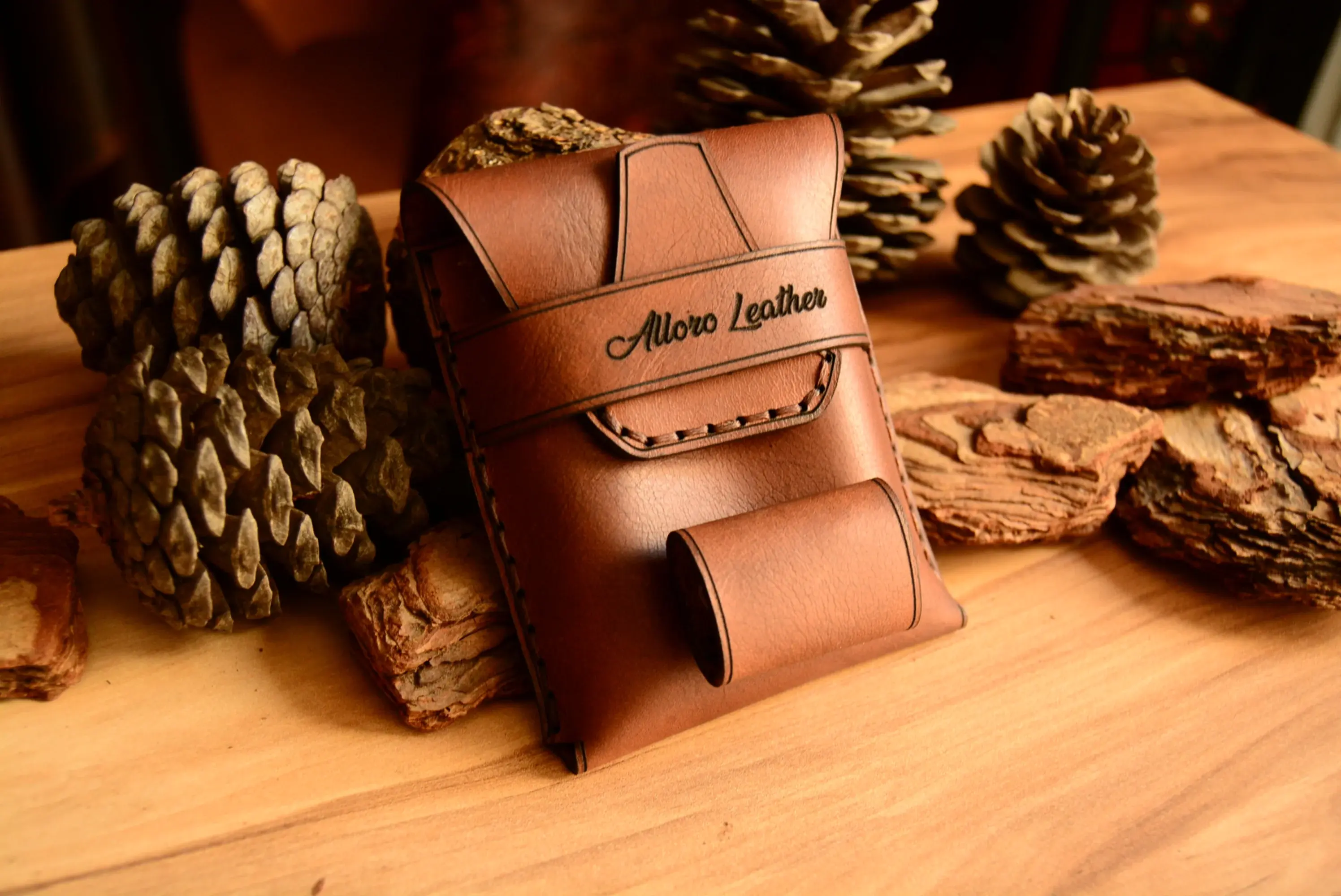 Slender Makaron Sigara Kılıfı Hakiki Deri El Dikişi