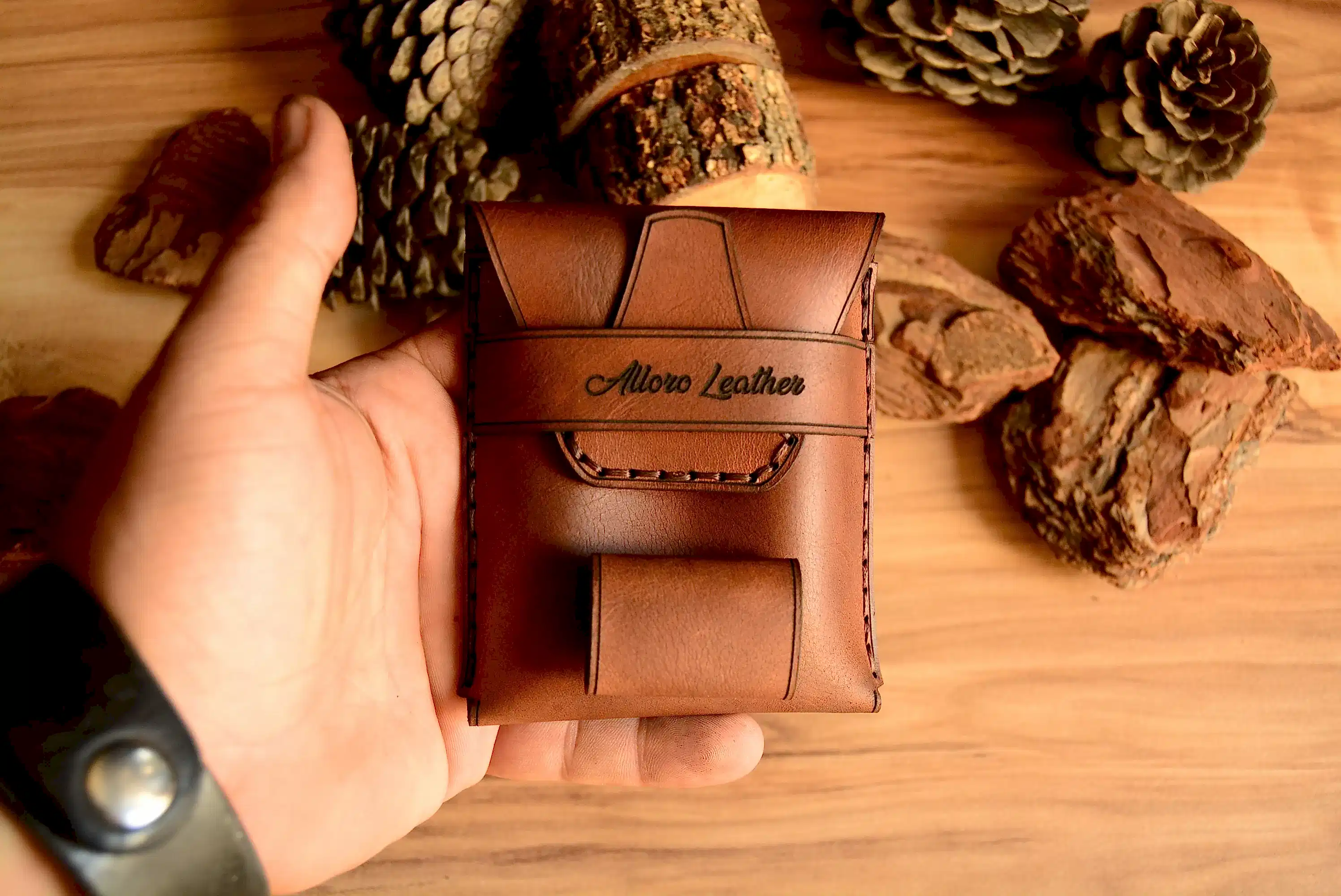 Slender Makaron Sigara Kılıfı Hakiki Deri El Dikişi