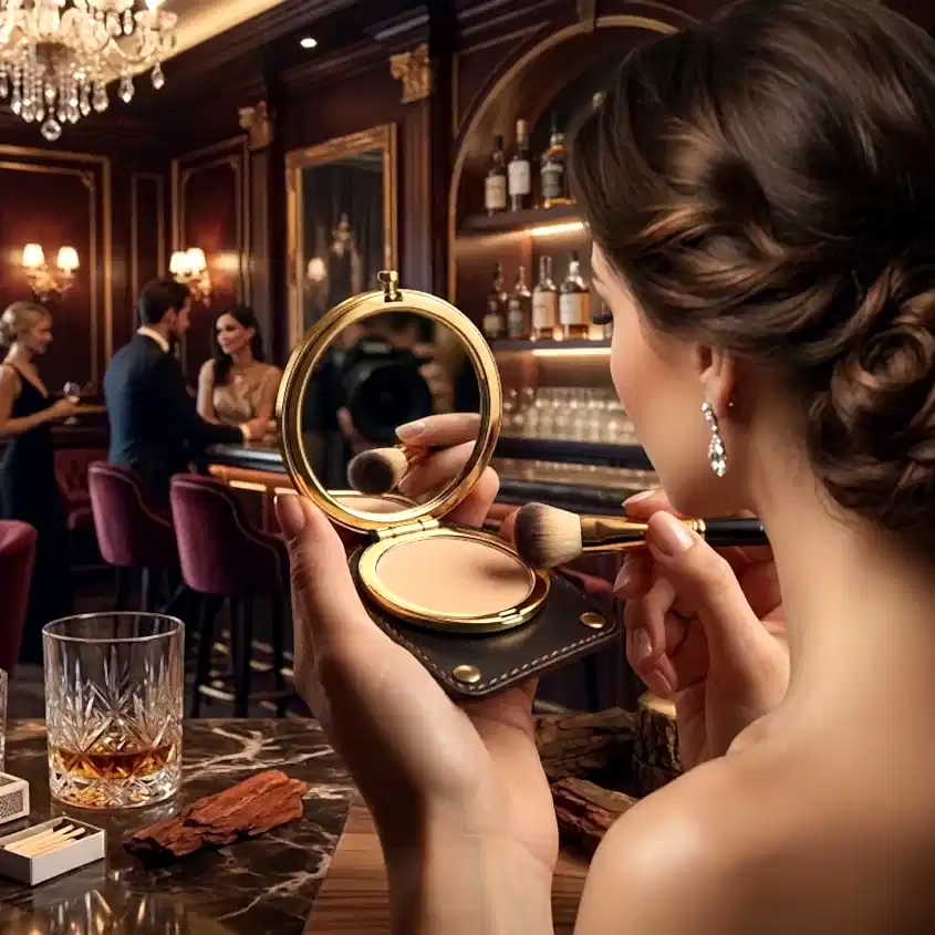 Hakiki Deri Kılıflı Cep Aynası El Yapımı Katlanabilir