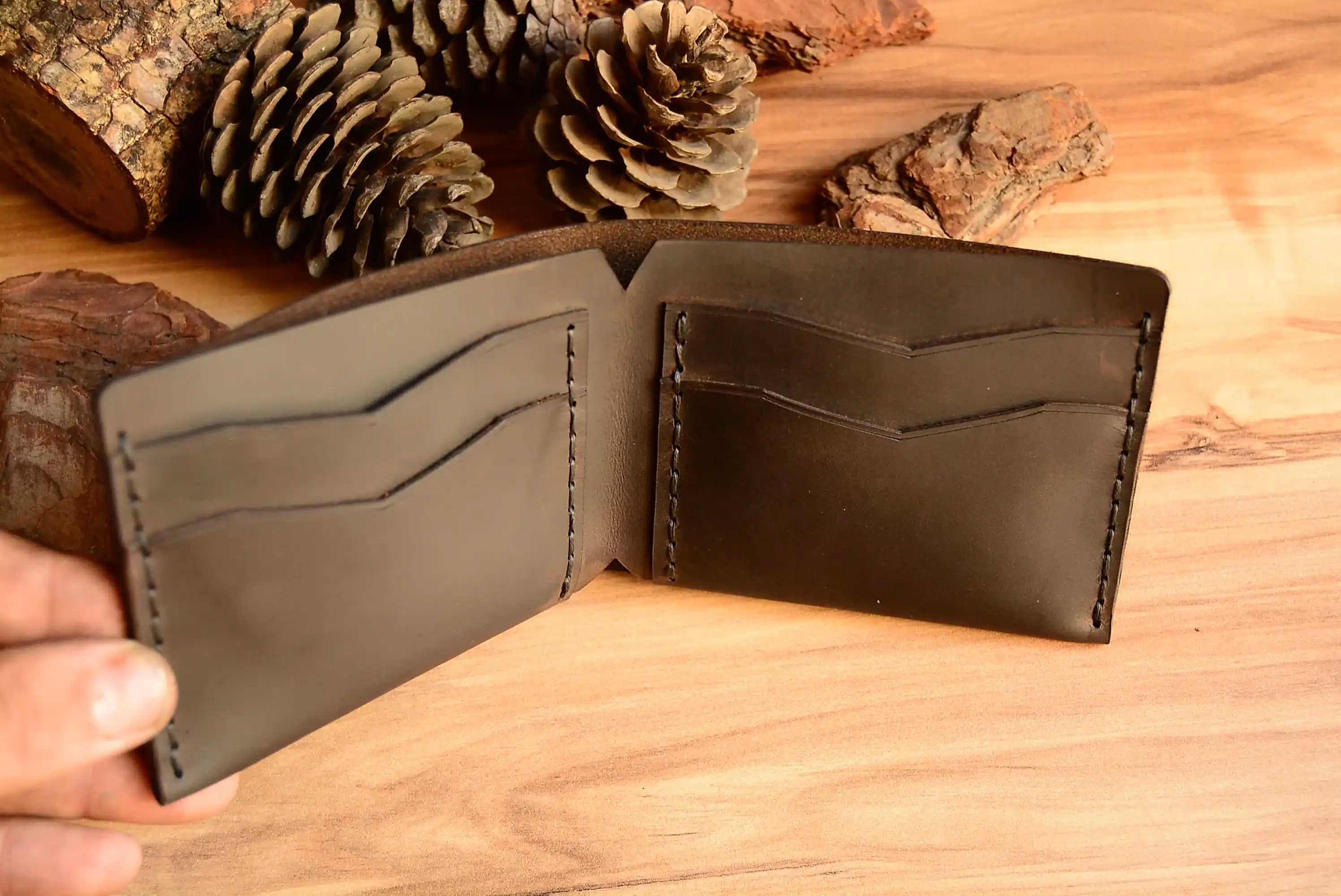 Niks Cüzdan Bifold Tasarım Hakiki Deri El Yapımı