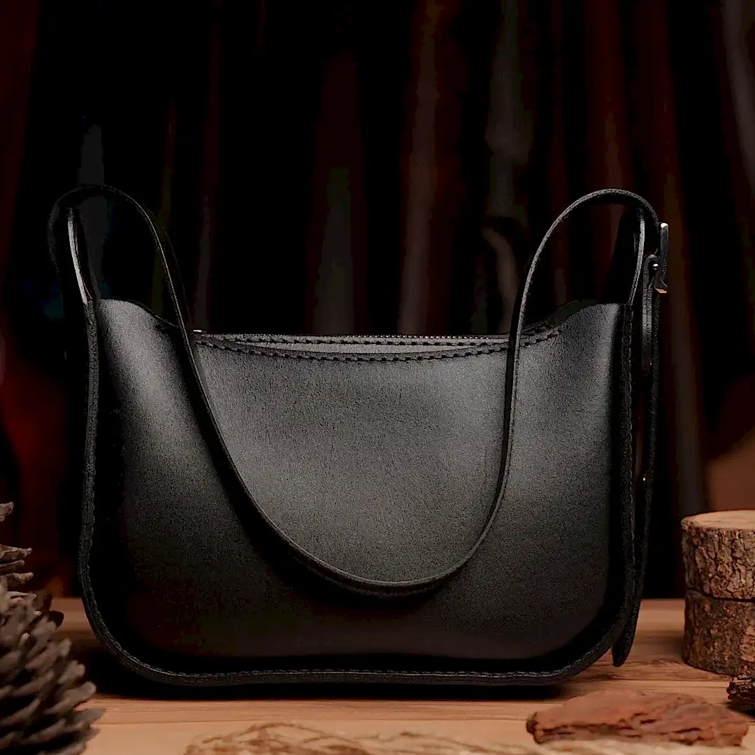 Nyx Deri Kol Çantası El Yapımı Hakiki Deri Gece