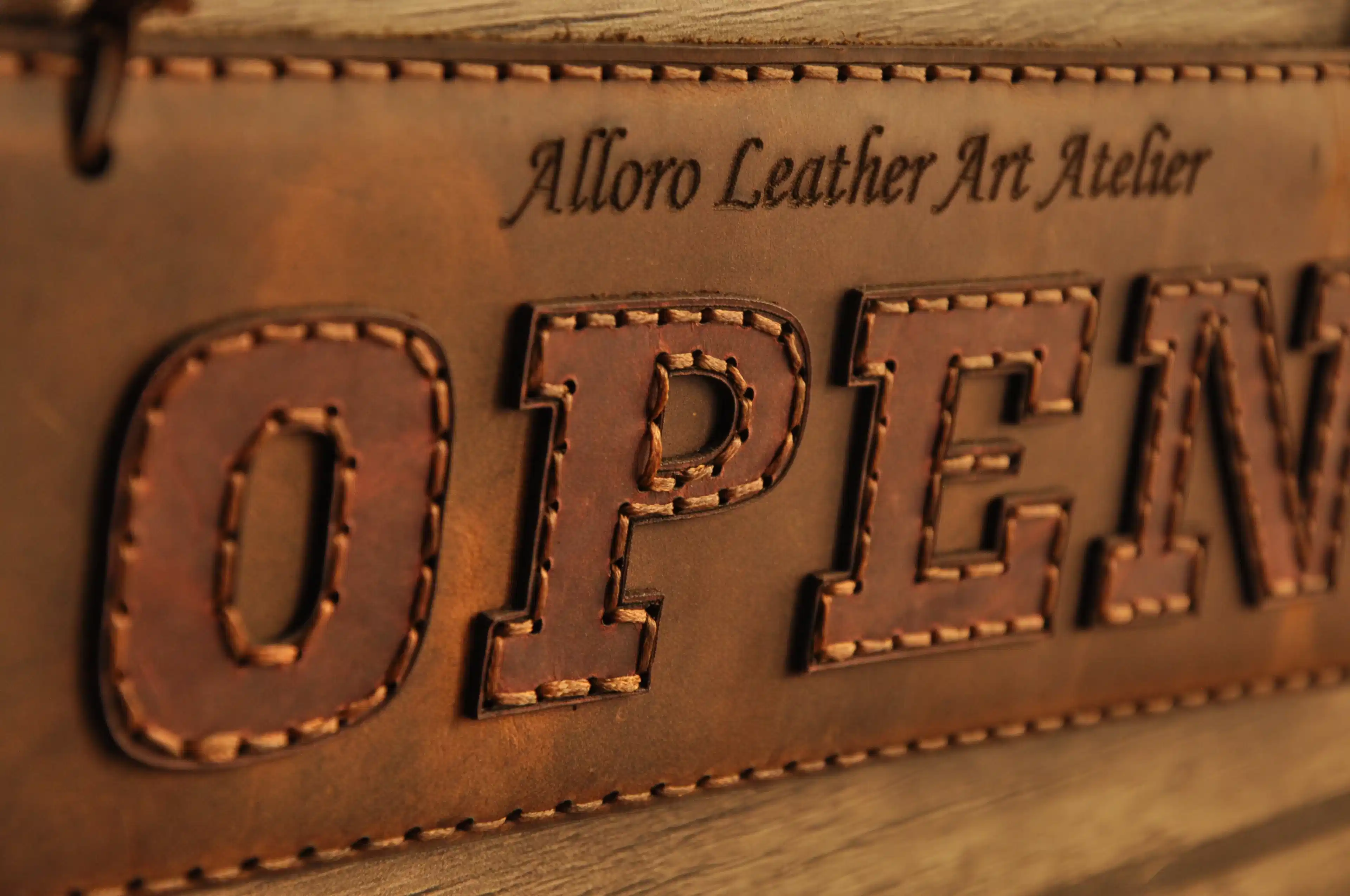 Deri Open Closed Tabela Hakiki Deri El Dikişi Çift Taraflı