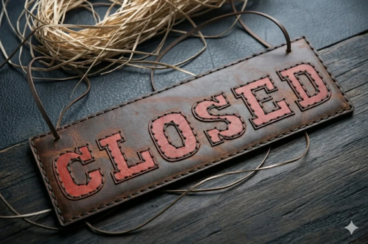 Deri Open Closed Tabela Hakiki Deri El Dikişi Çift Taraflı