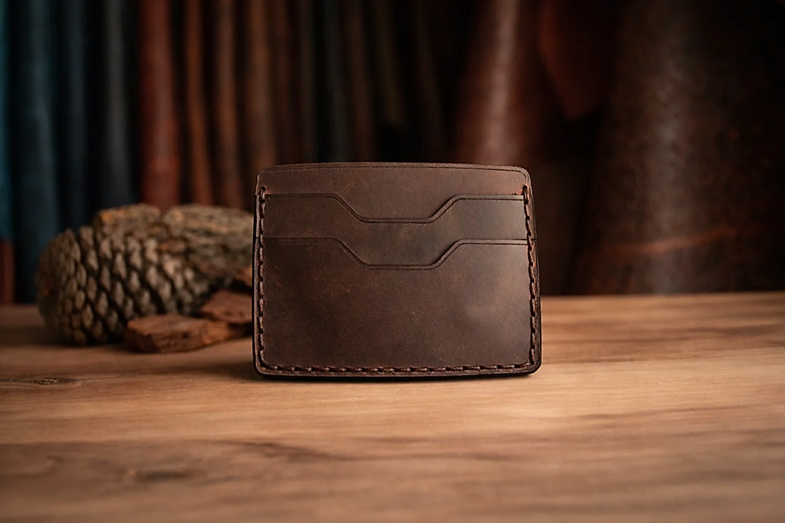 Palm Kartlık İnce Kompakt Tasarım Hakiki Deri El Yapımı