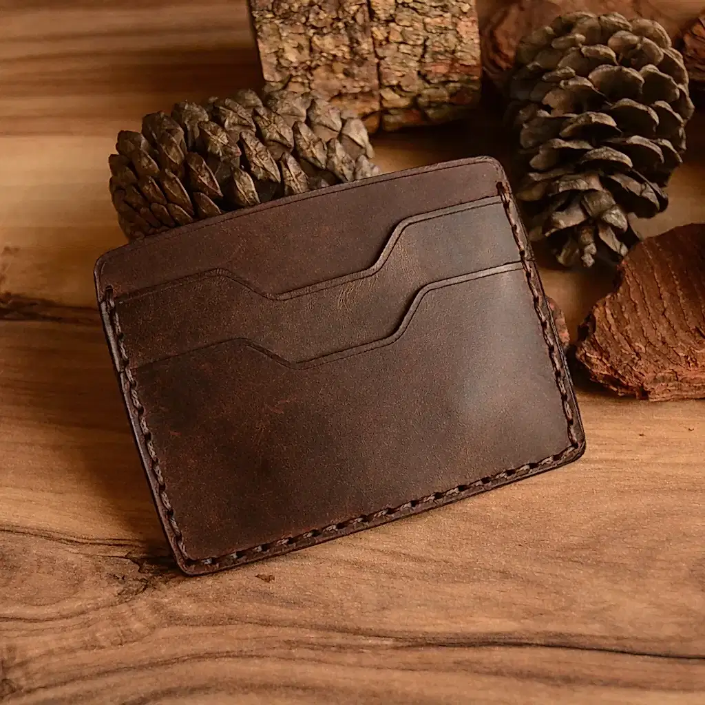 Palm Kartlık İnce Kompakt Tasarım Hakiki Deri El Yapımı