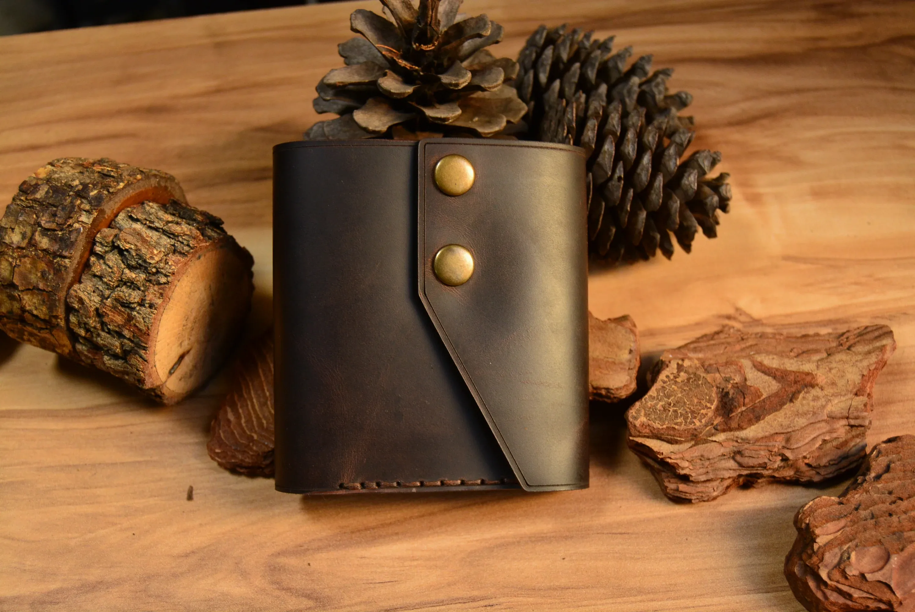 Pandora V-2 Cüzdan Çıtçıtlı Tasarım Hakiki Deri El Yapımı