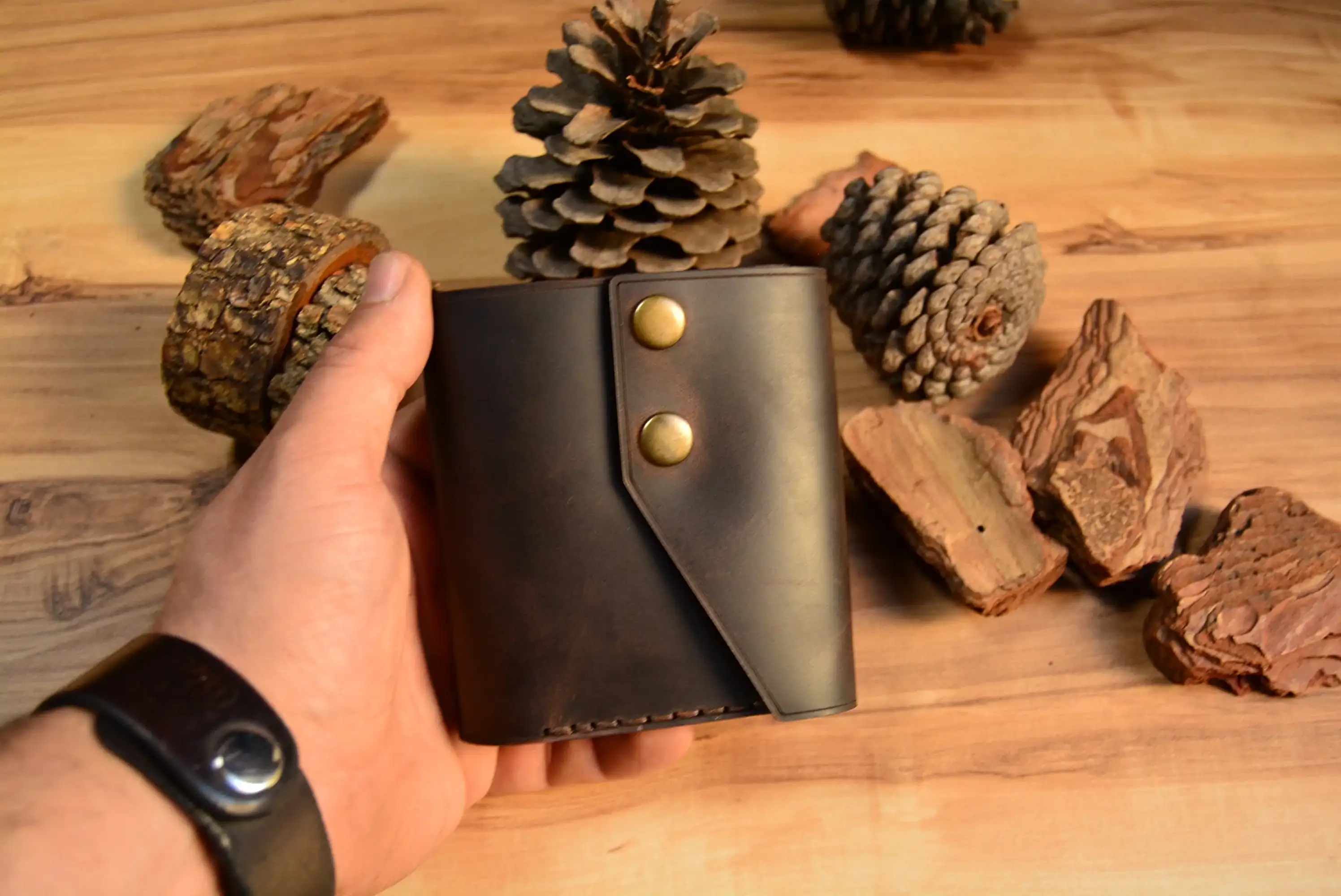 Pandora V-2 Cüzdan Çıtçıtlı Tasarım Hakiki Deri El Yapımı