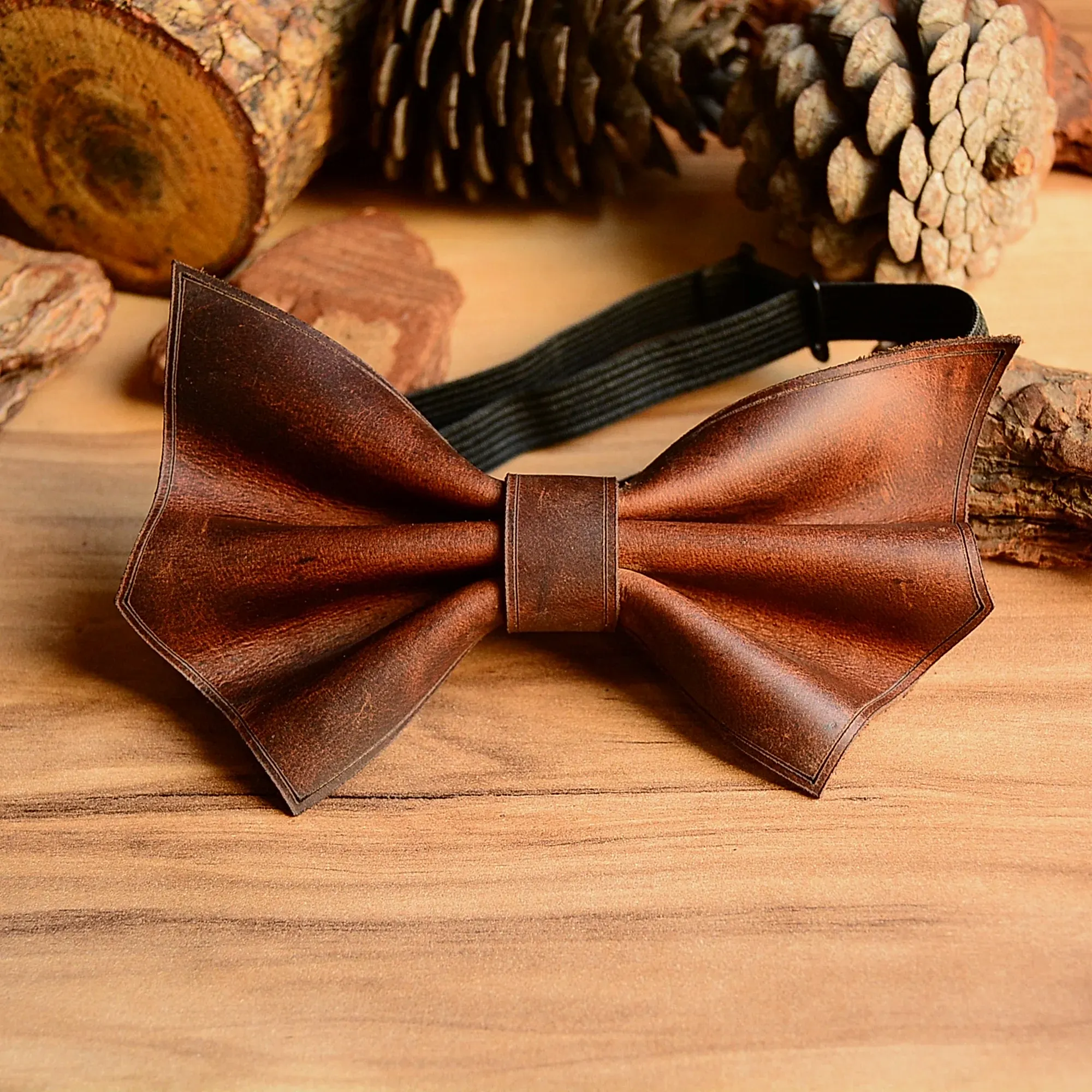 Deri Papyon V-3 Vintage Hakiki Deri El Yapımı