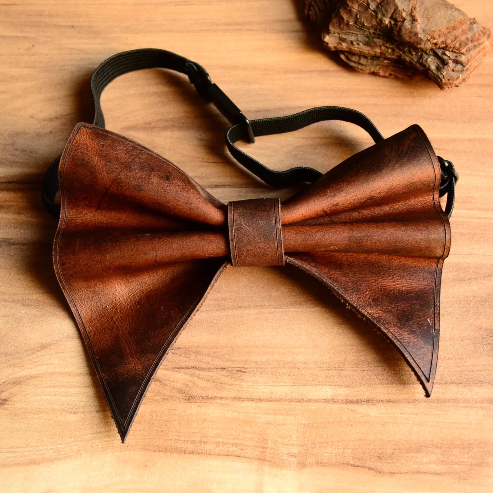 Deri Papyon V-4 Modern Hakiki Deri El Yapımı