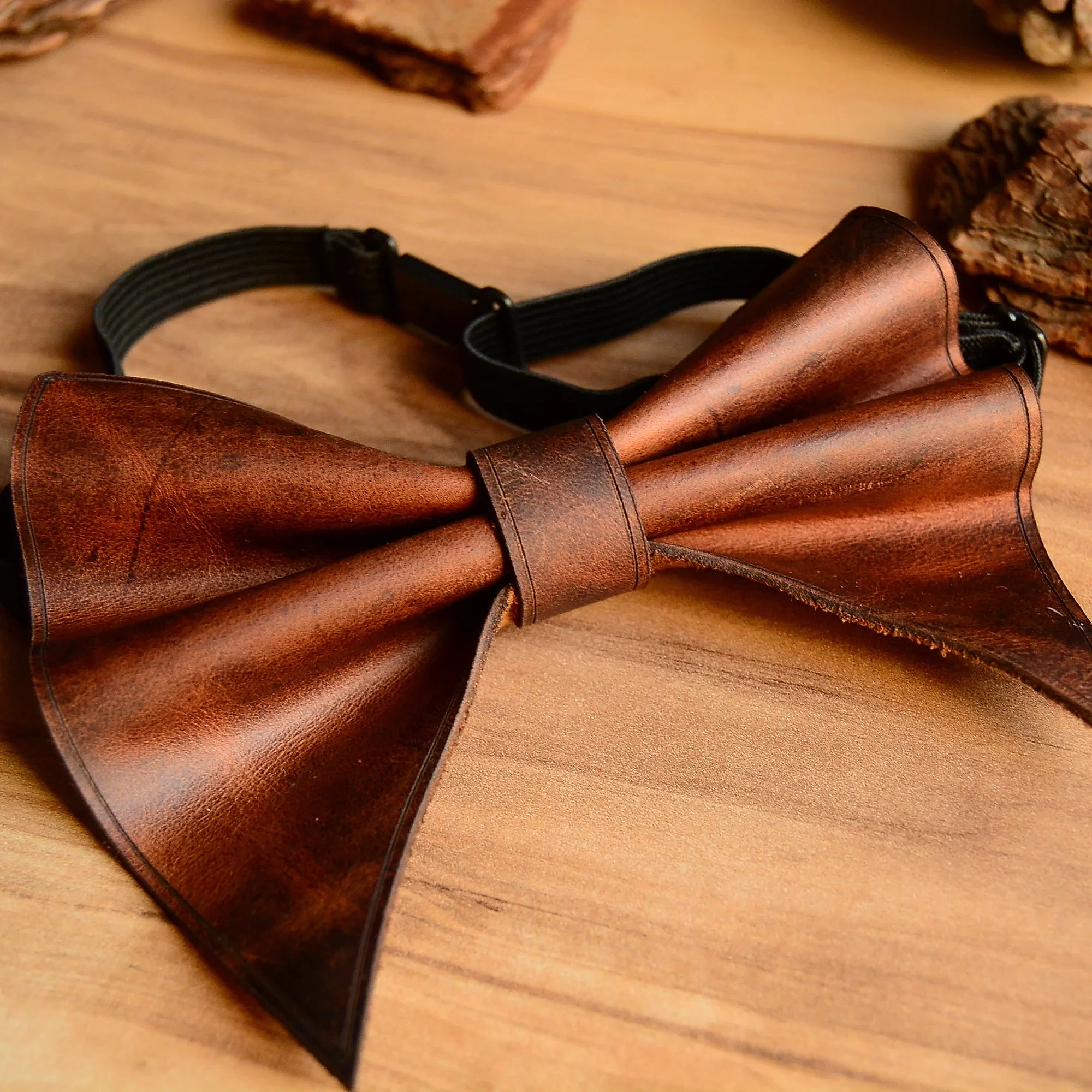 Deri Papyon V-4 Modern Hakiki Deri El Yapımı