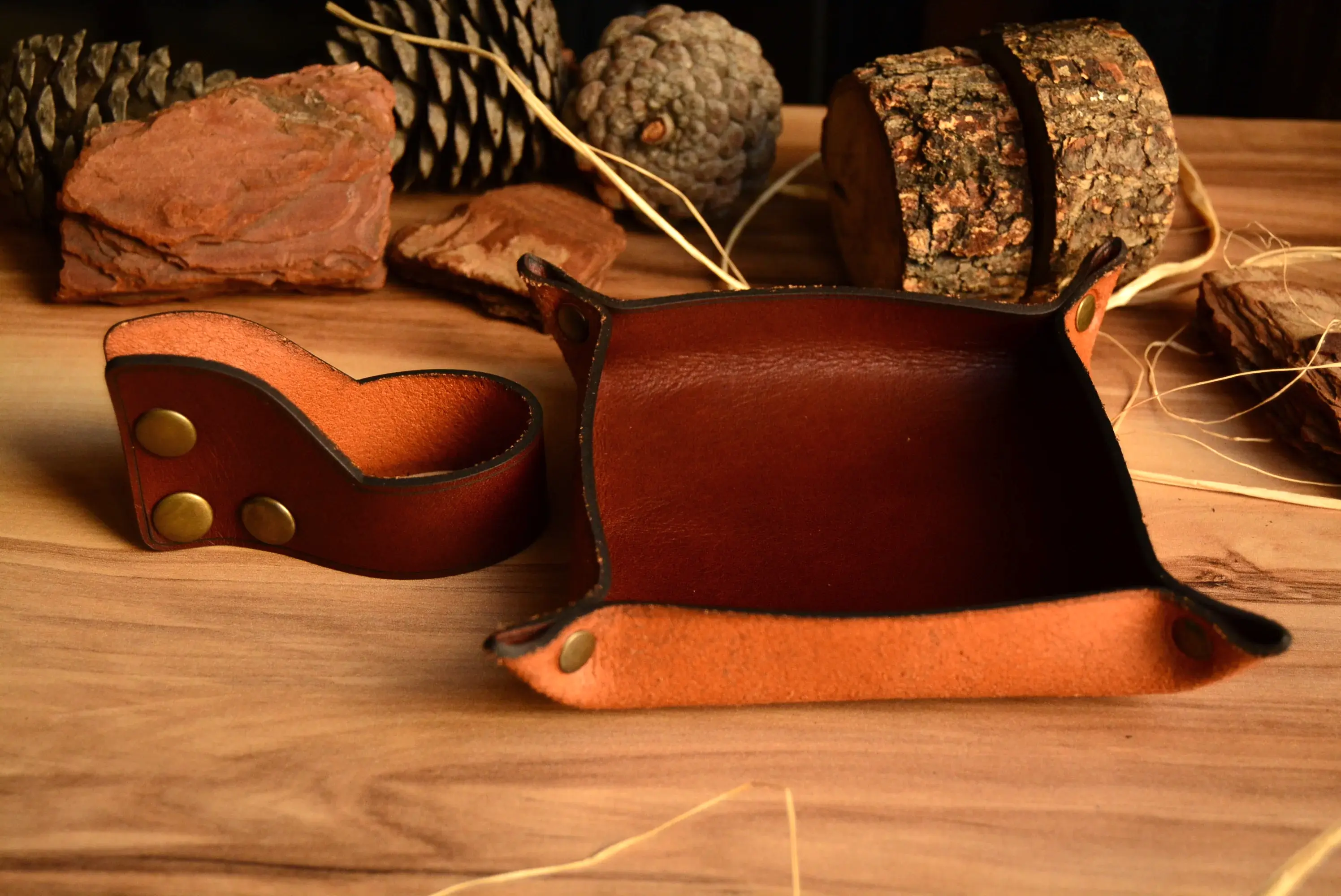 Deri Pipo Standı Küllük Hakiki Deri El Dikişi Ayarlı