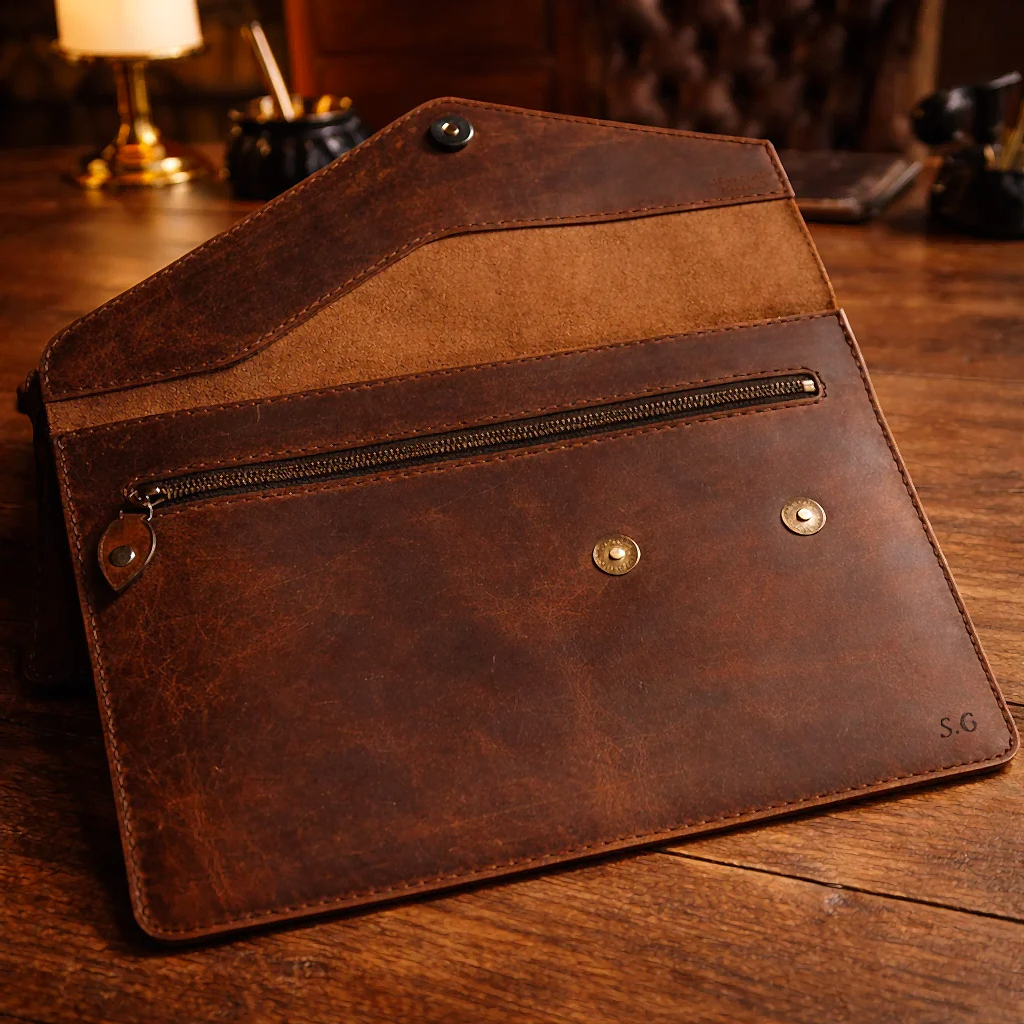 Rainbow Tablet Laptop Kılıfı Deri El Yapımı Hakiki Deri