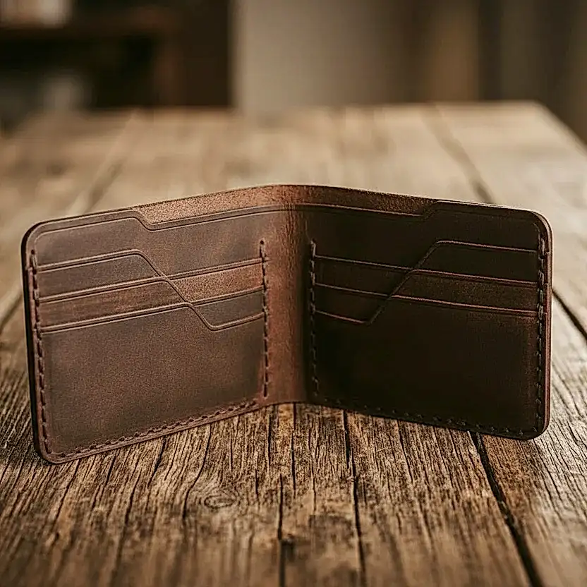 hakiki deri el yapimi rea bifold deri cüzdan