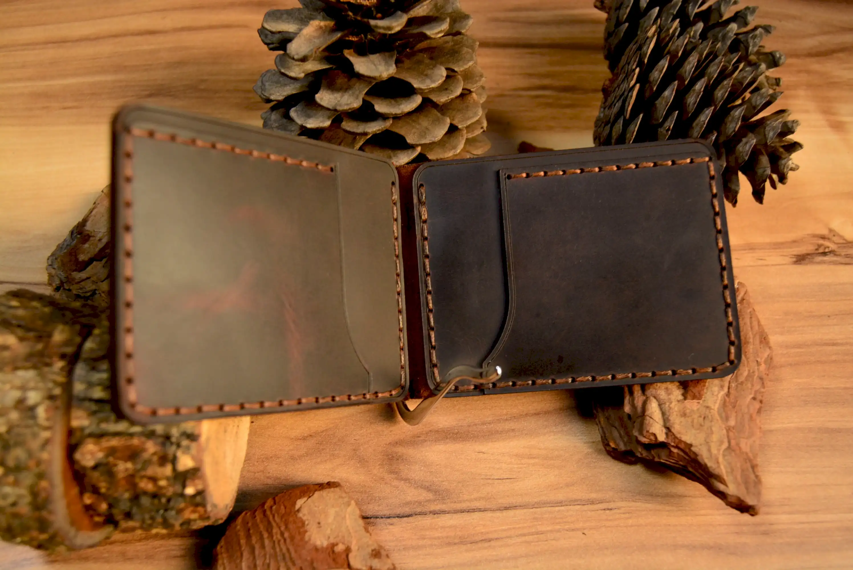 Rodos Klipsli Para Cüzdan Hakiki Deri El Yapımı