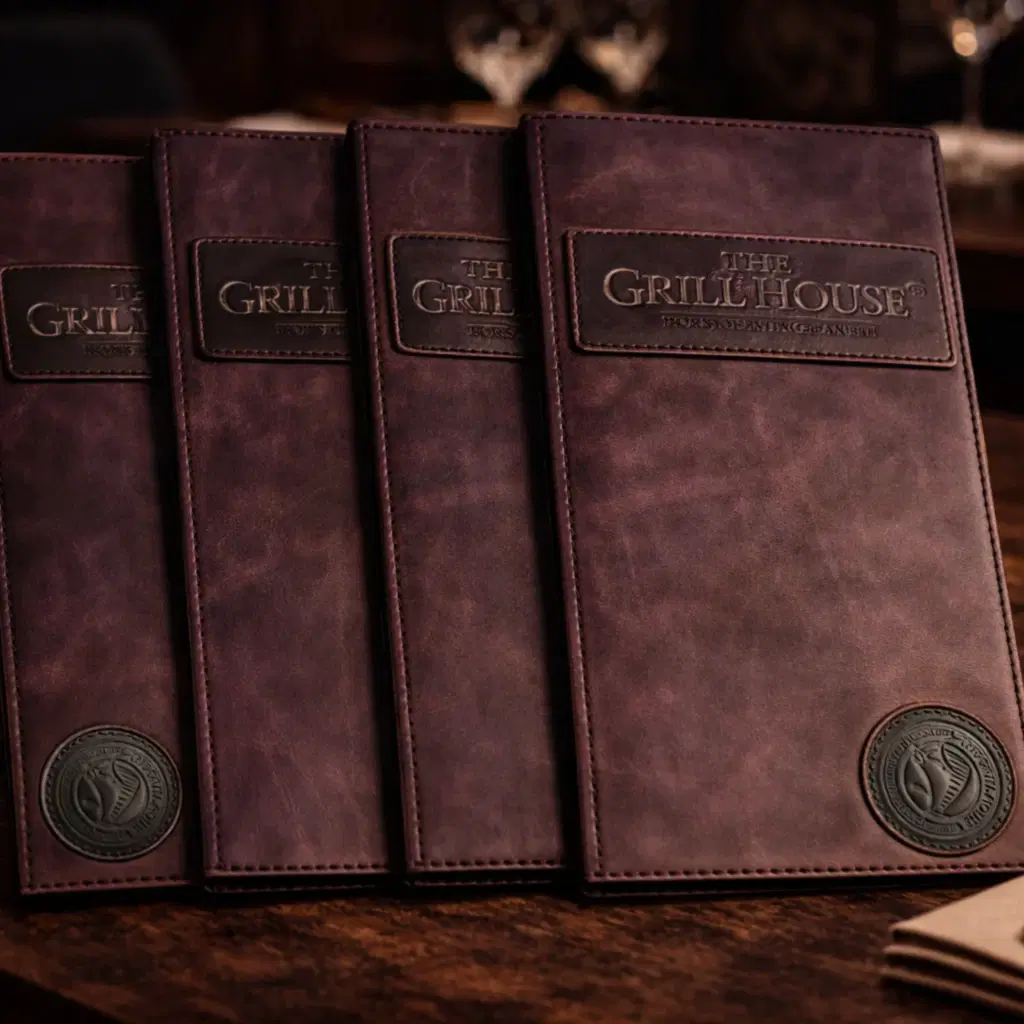 Şarap Menü Kabı Deri El Yapımı Hakiki Deri Uzun Form