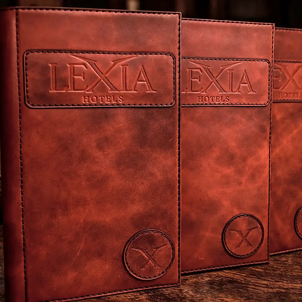 Şarap Menü Kabı Deri El Yapımı Hakiki Deri Uzun Form