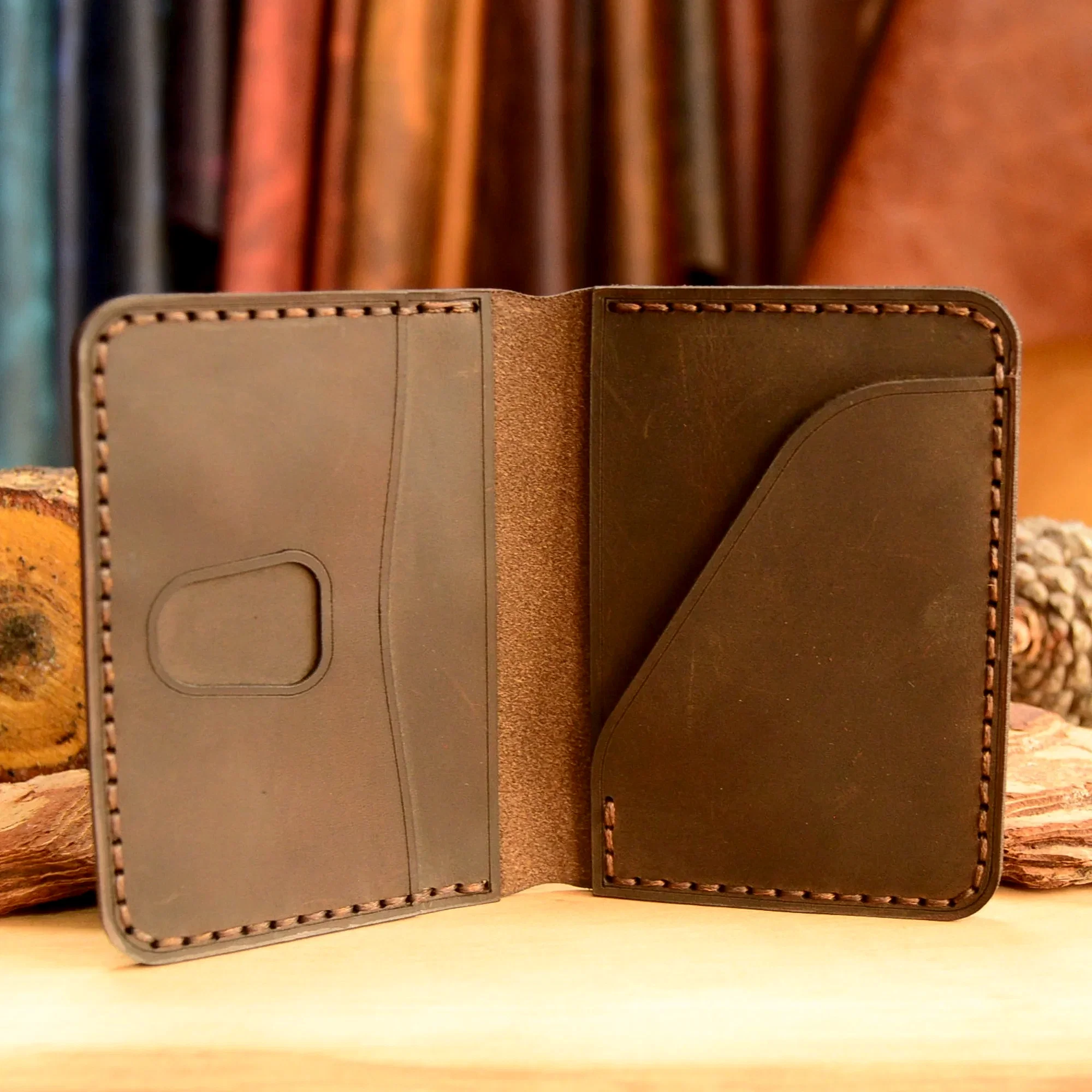 hakiki deri el yapimi semele bifold kartlık