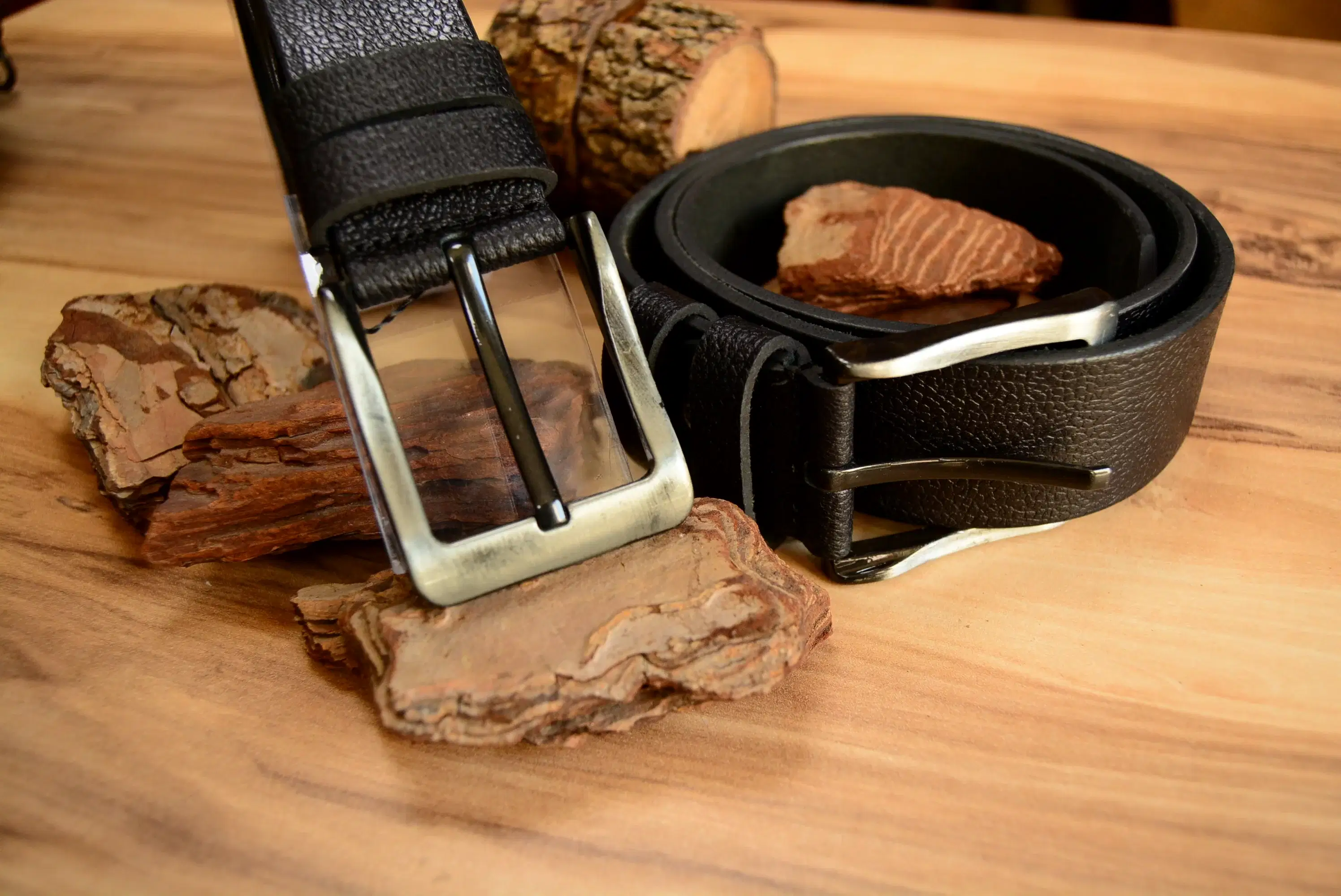 Siyah Deri Denim Kemer Hakiki Deri El Yapımı