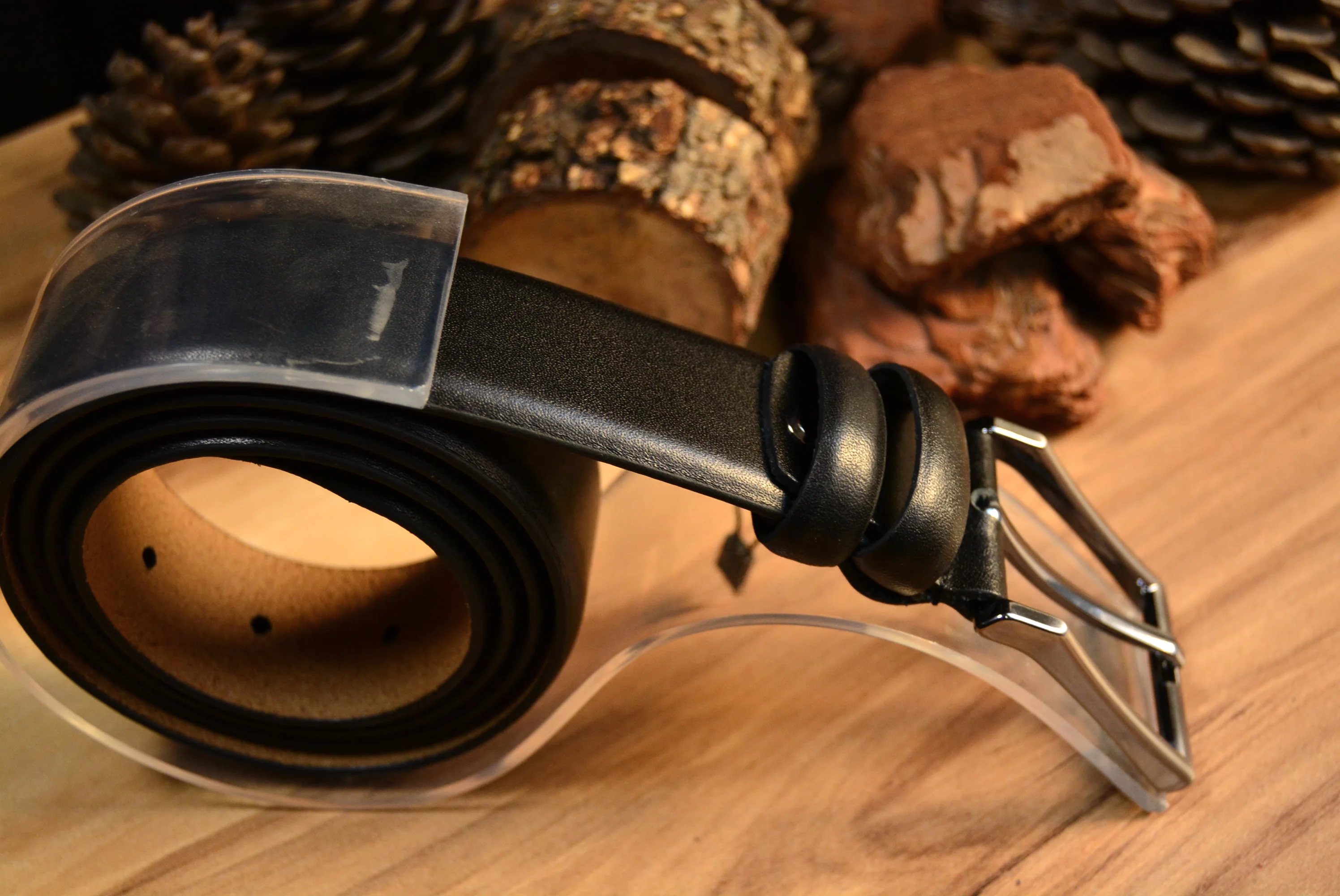 Siyah Deri Kemer Hakiki Deri El Yapımı Klasik