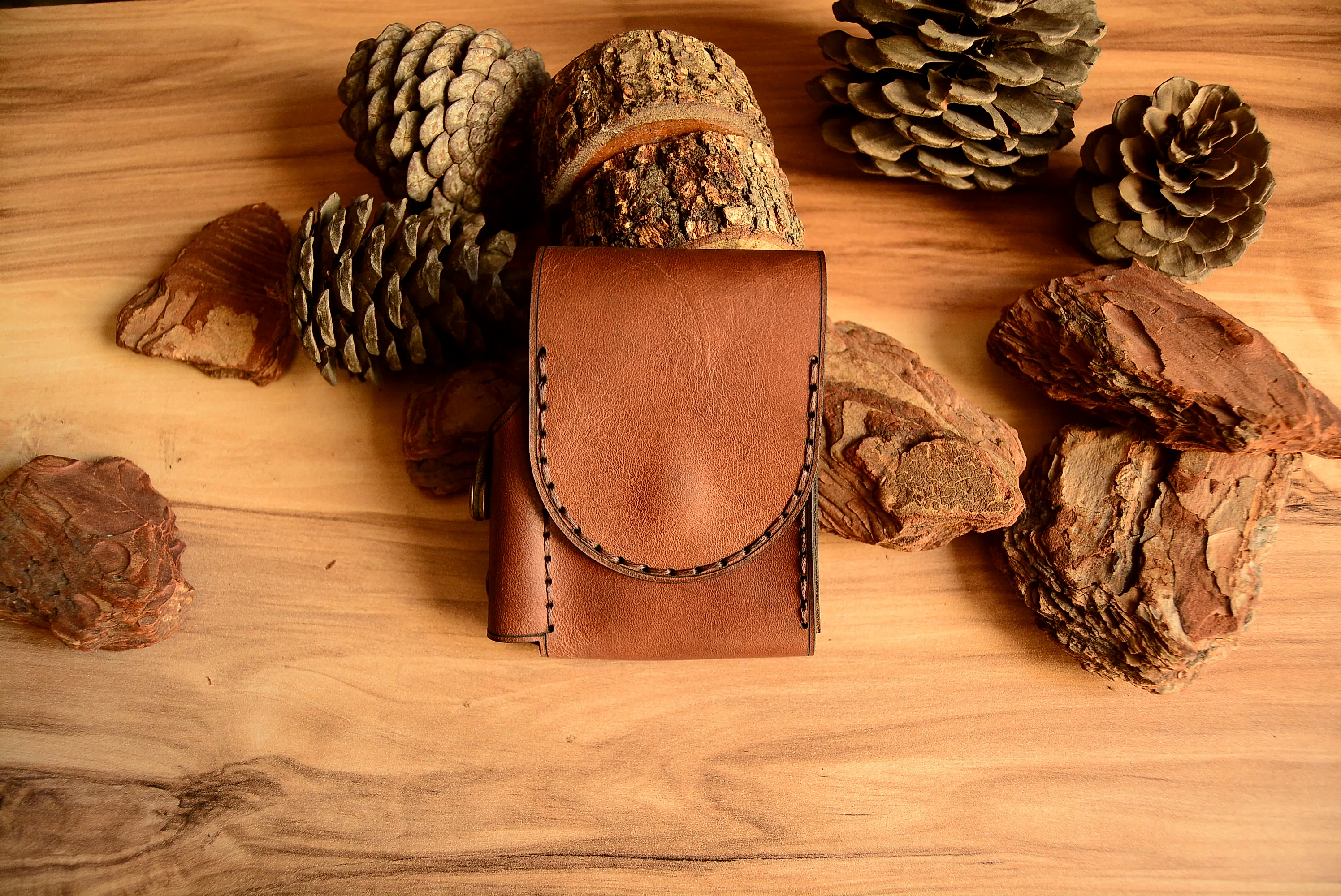 Slender Sigara Kılıfı Hakiki Deri El Dikişi Cepli