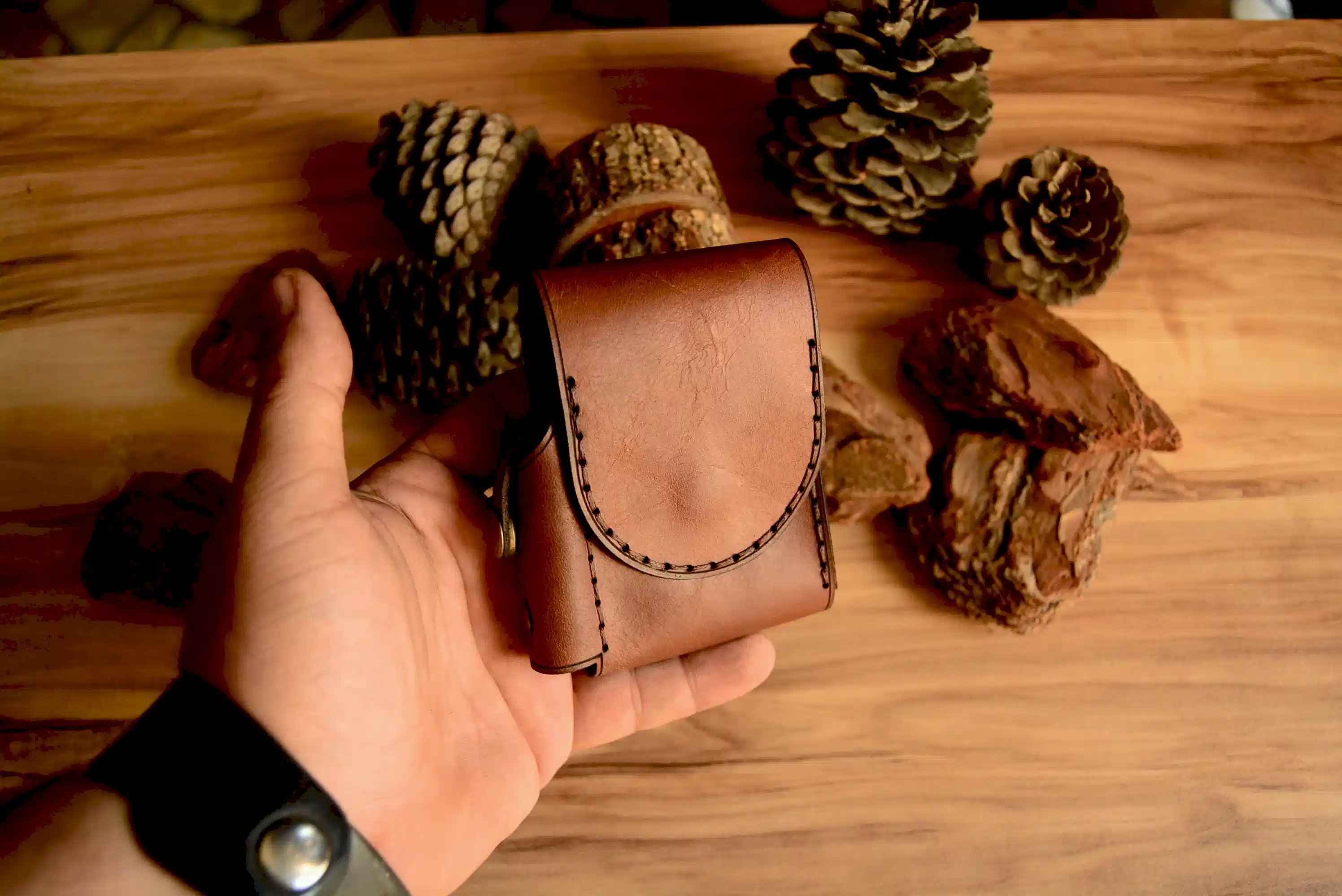 Slender Sigara Kılıfı Hakiki Deri El Dikişi Cepli