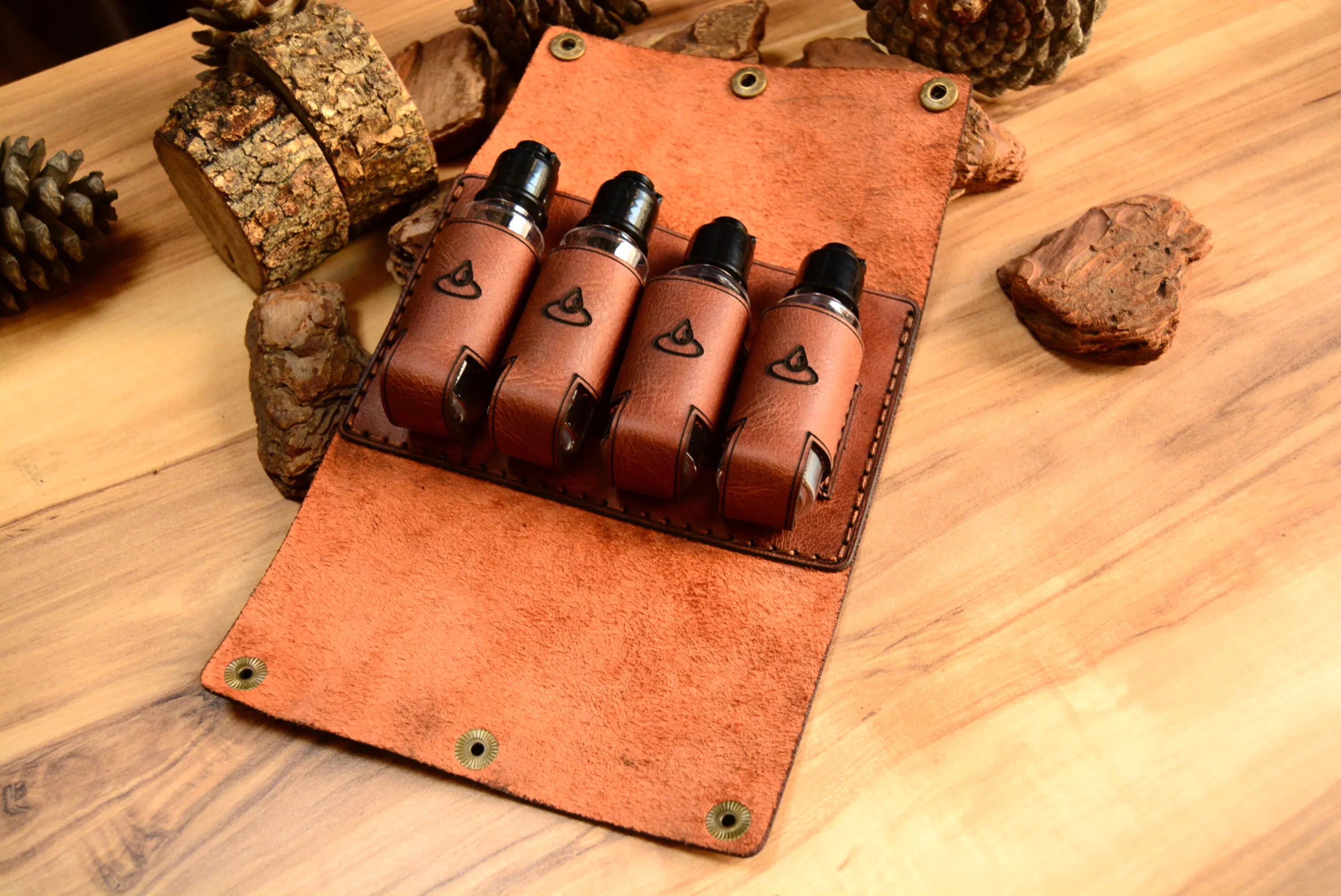 Deri Kamp Sosluk Seti Hakiki Deri El Dikişi 4’lü