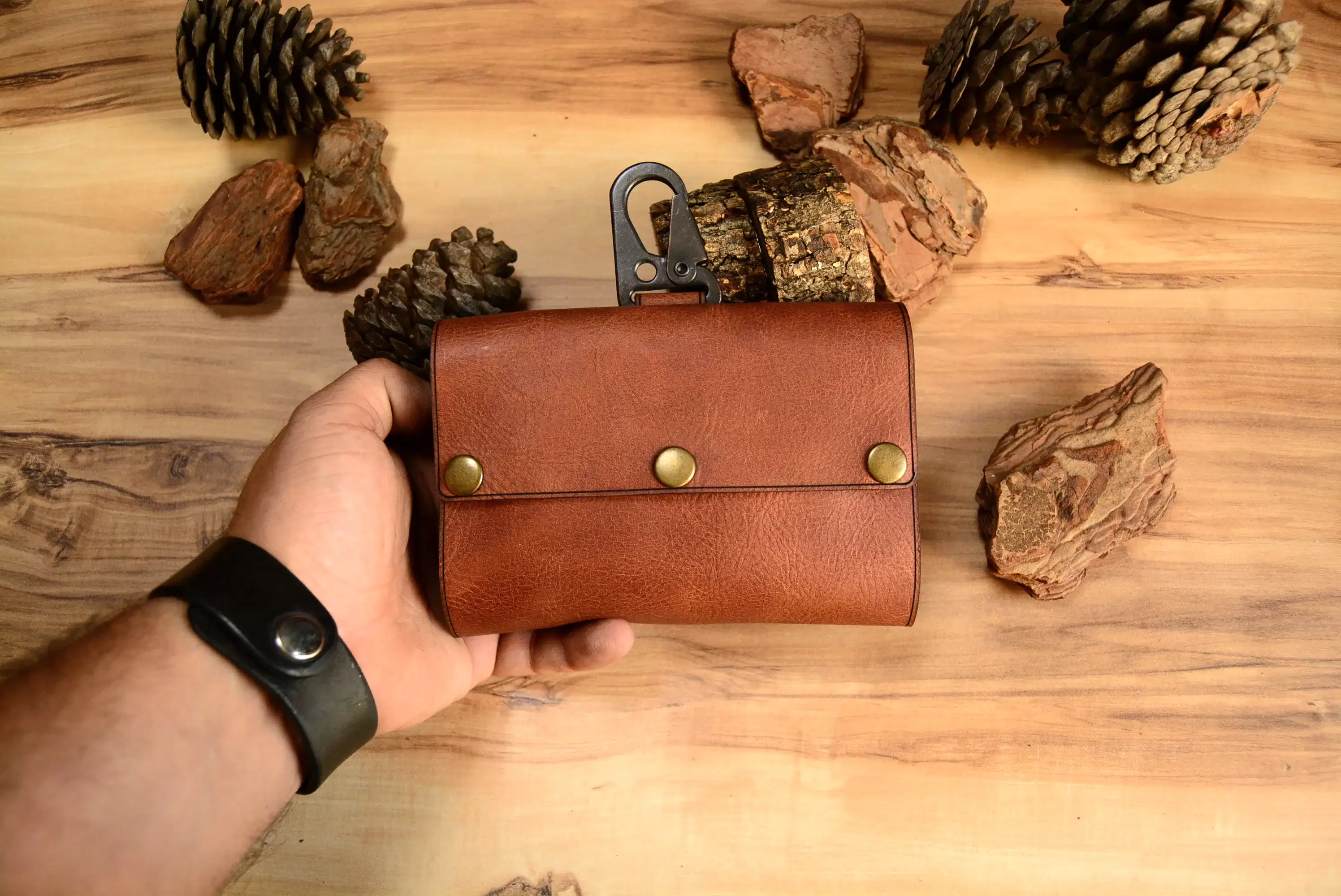 Deri Kamp Sosluk Seti Hakiki Deri El Dikişi 4’lü