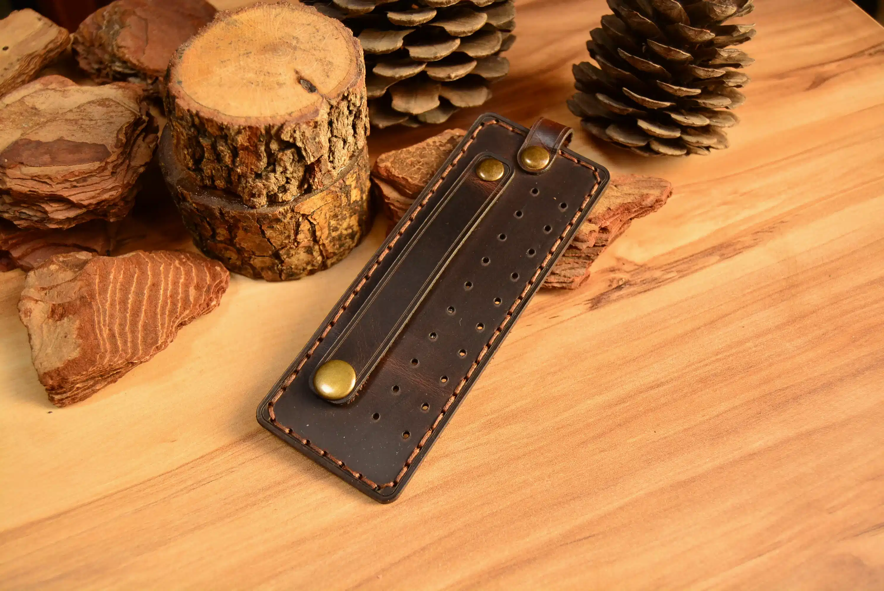 Hakiki Deri Takı Mini Organizer El Yapımı Kompakt