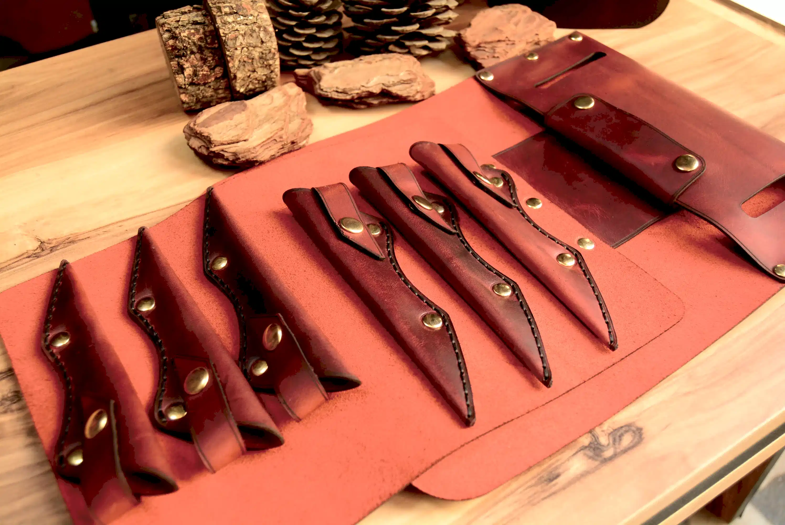 Kuaför Makas Çantası Hakiki Deri El Dikişi 6’lı