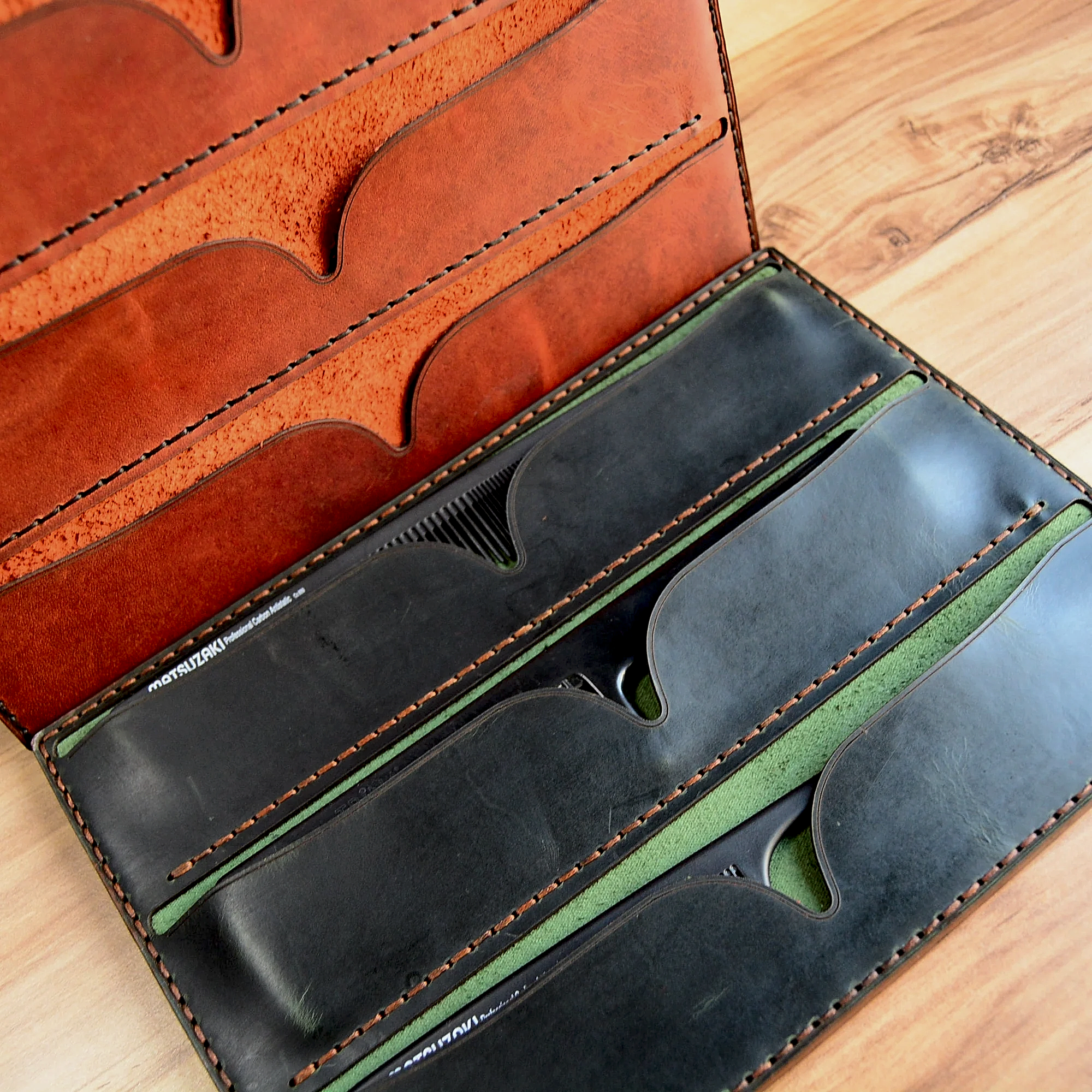 Deri Tarak Taşıyıcı Hakiki Deri El Dikişi 6 Bölmeli