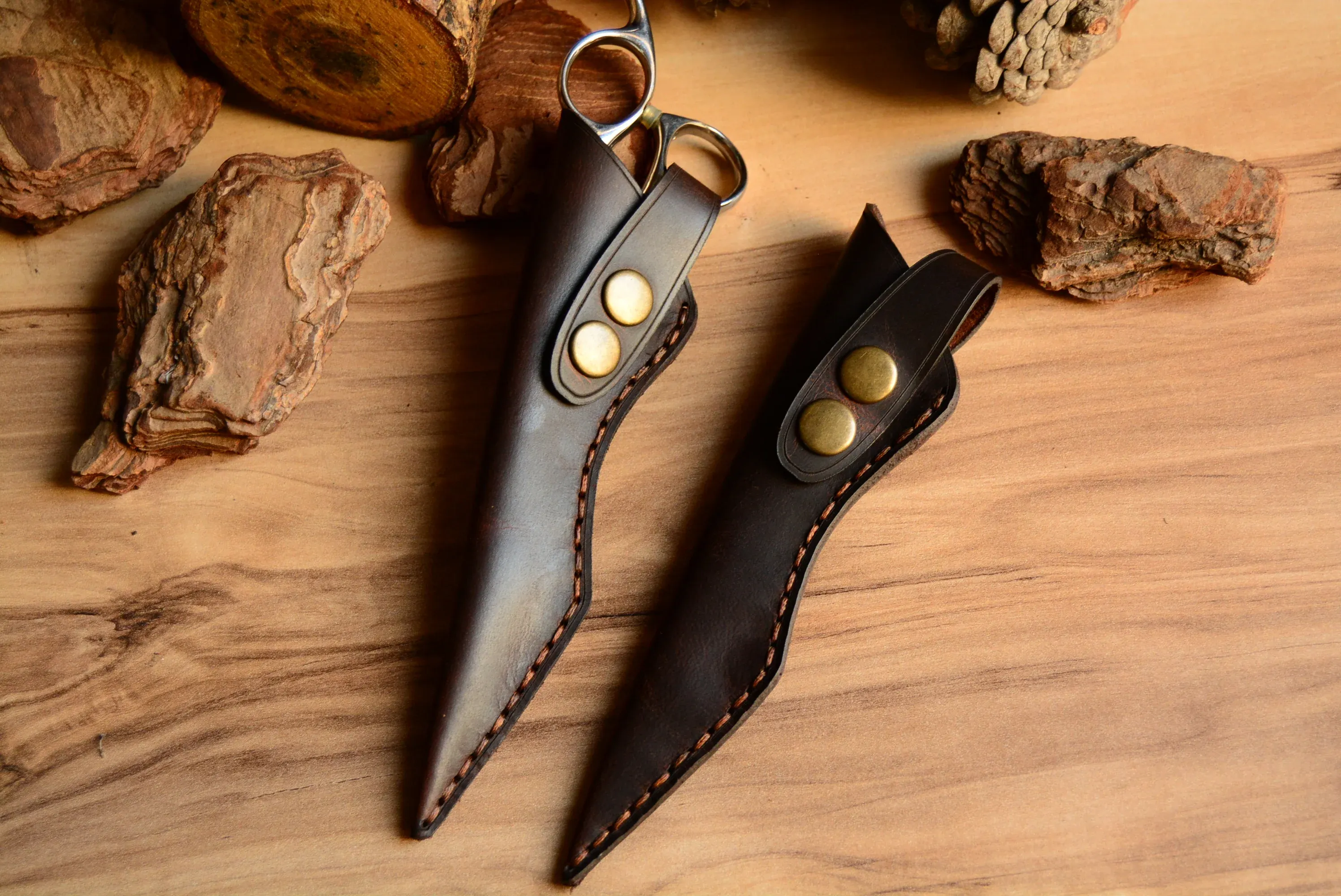 Deri Makas Kılıfı Hakiki Deri El Dikişi Tekli Koruma