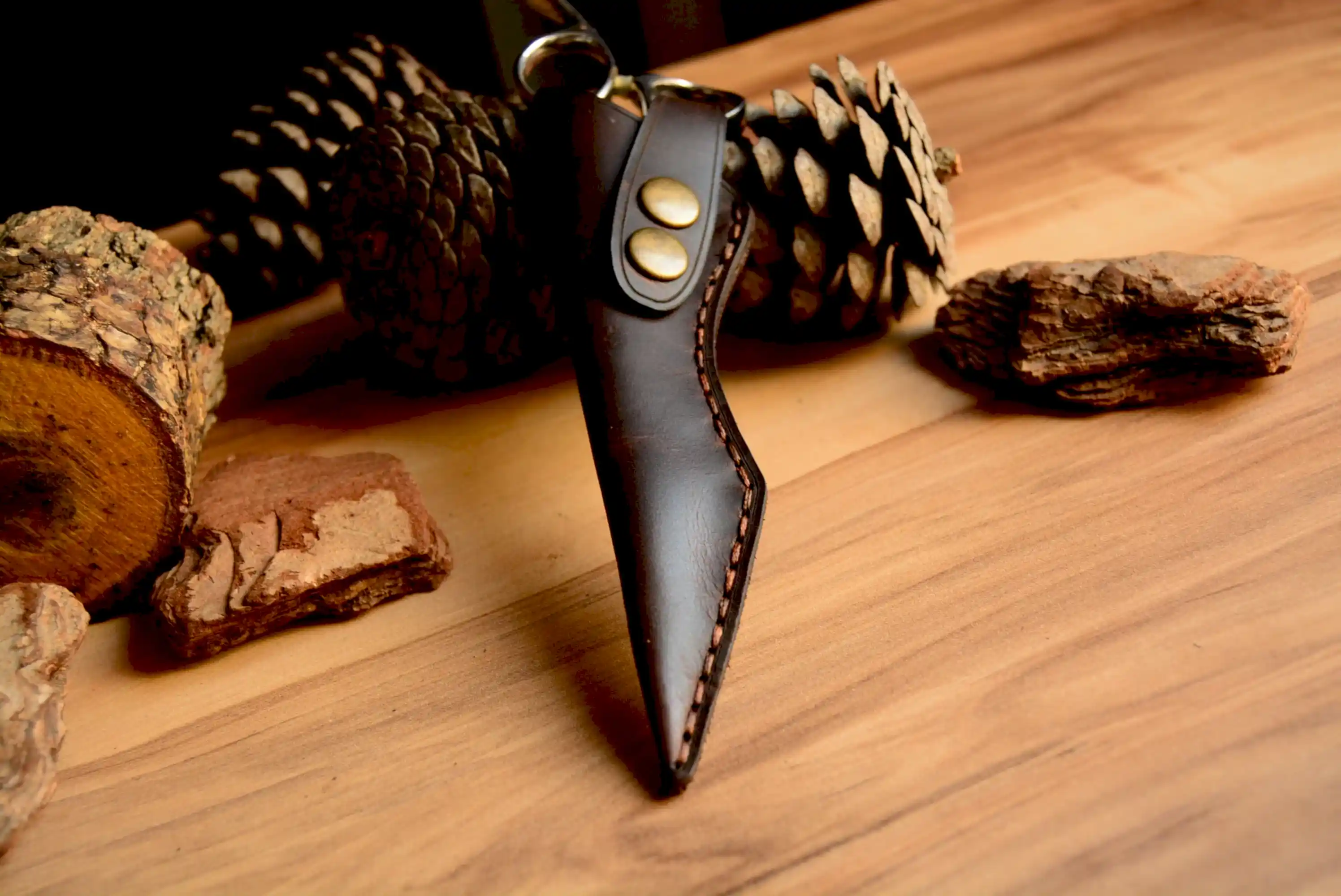 Deri Makas Kılıfı Hakiki Deri El Dikişi Tekli Koruma