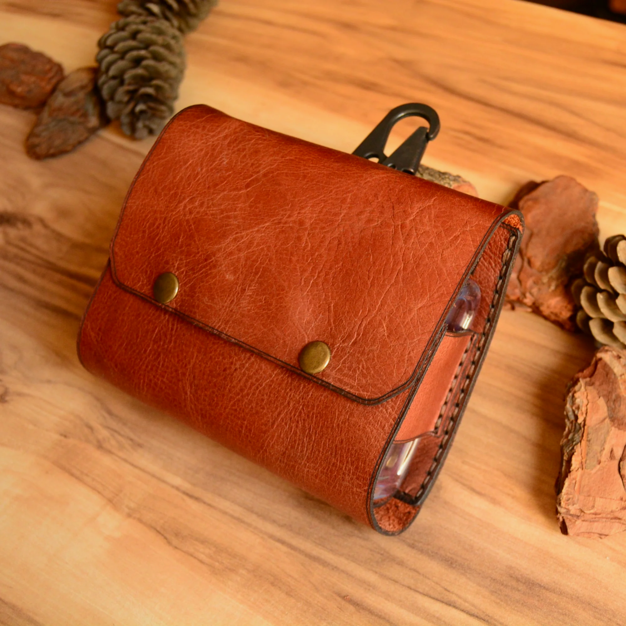 Temizlik Ürünleri El Çantası Deri El Yapımı 4’lü Set Deri Kamp & Piknik Seti