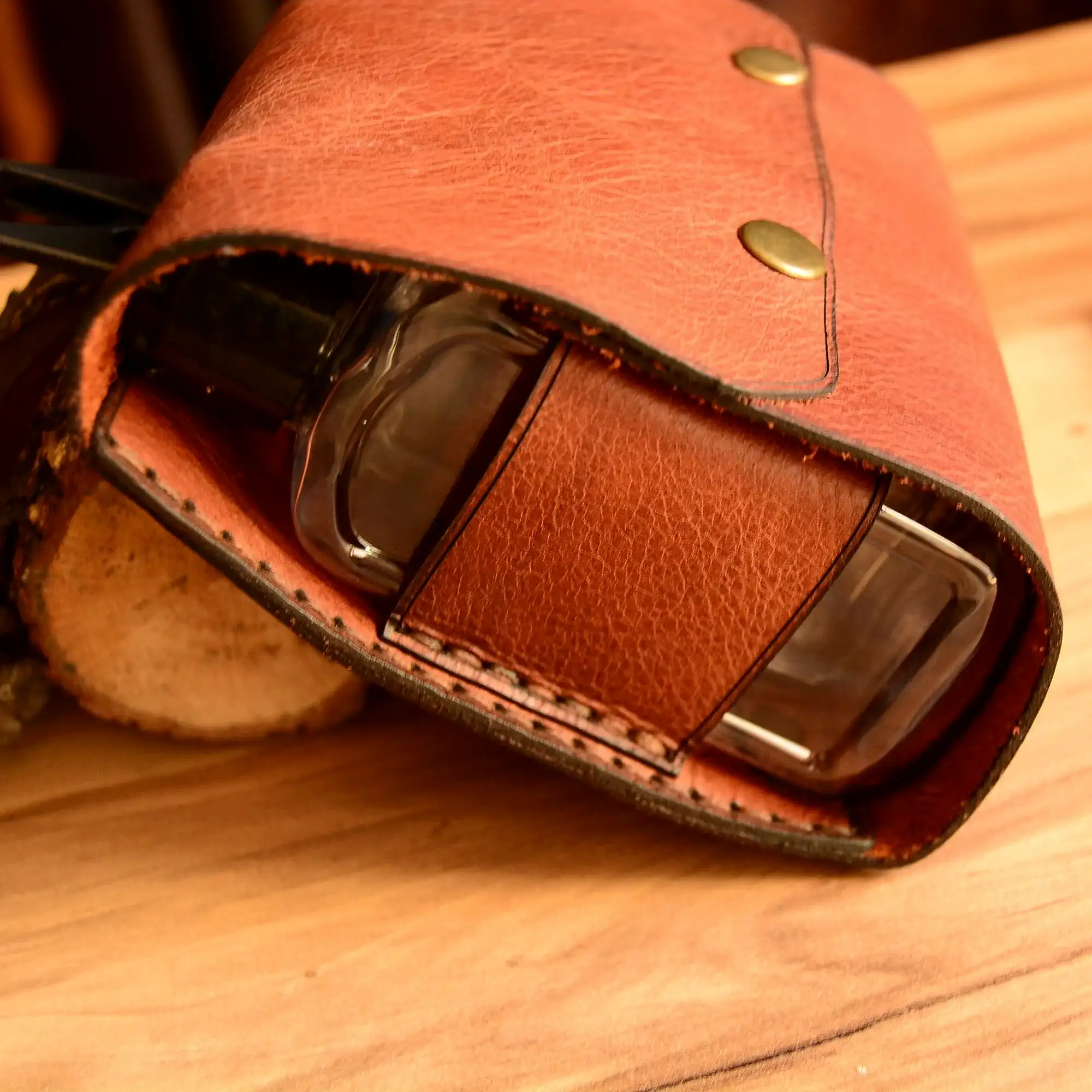 Temizlik Ürünleri El Çantası Deri El Yapımı 4’lü Set Deri Kamp & Piknik Seti