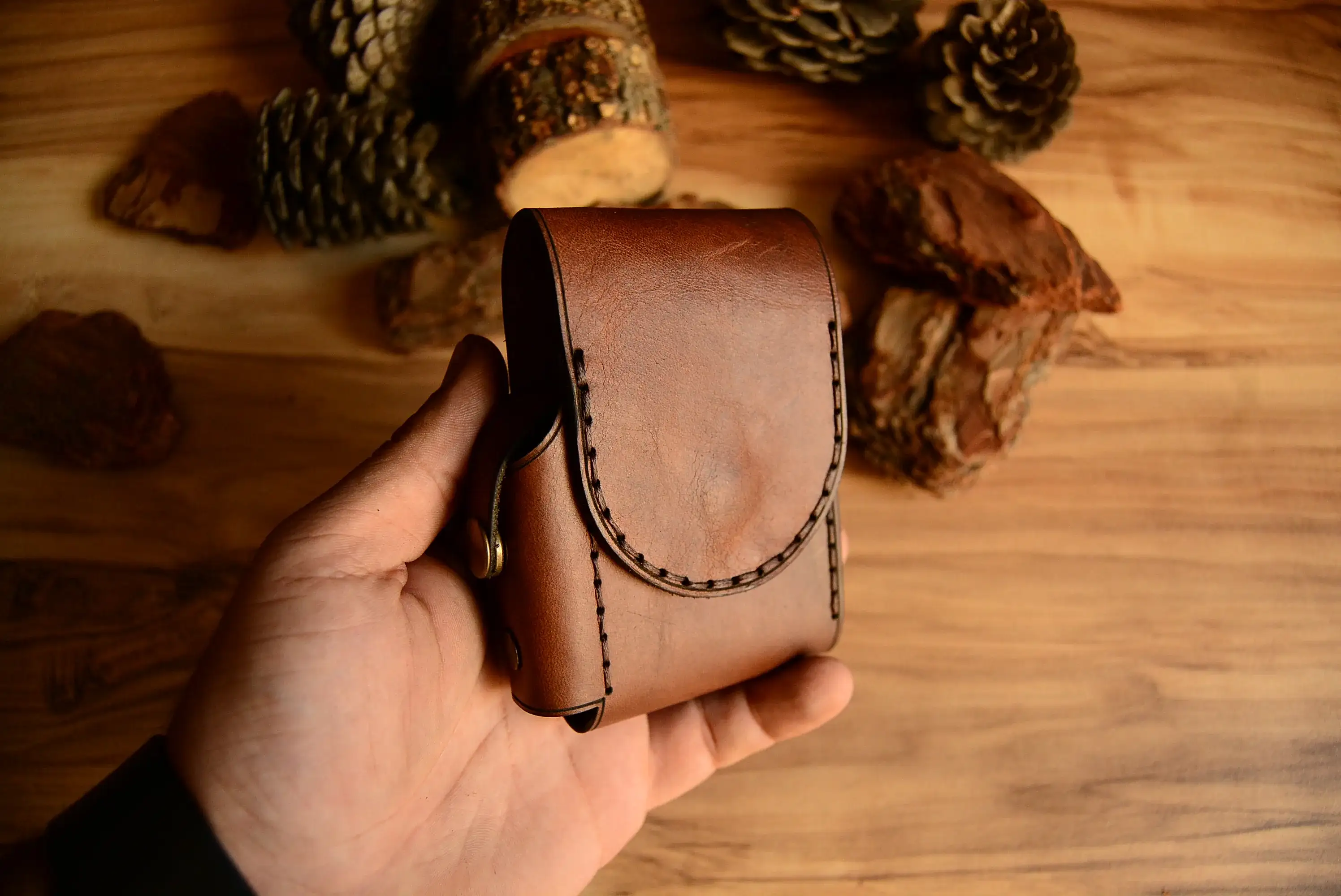 Uzun Sigara Kılıfı Hakiki Deri El Dikişi Kılıfı