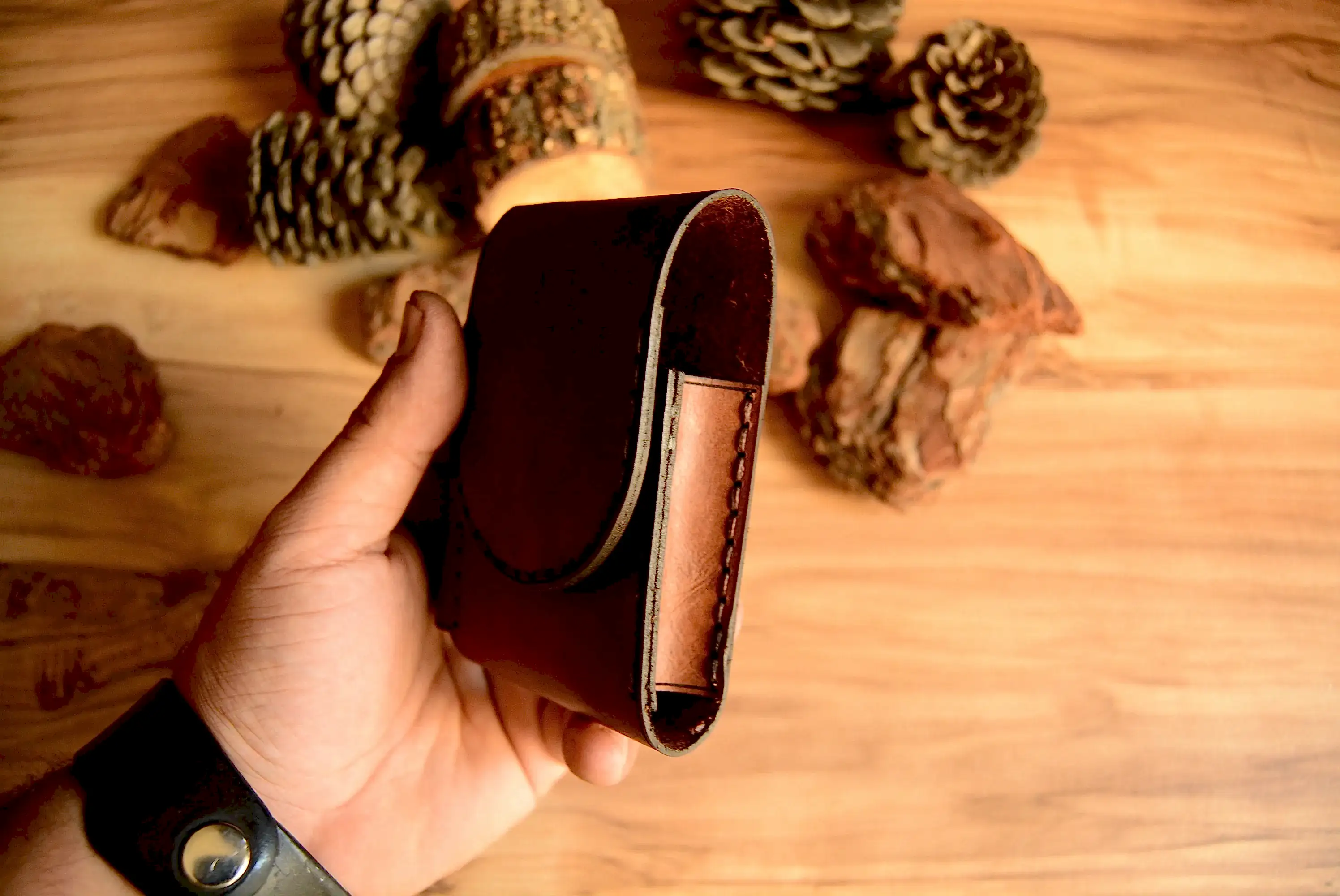 Uzun Sigara Kılıfı Hakiki Deri El Dikişi Kılıfı