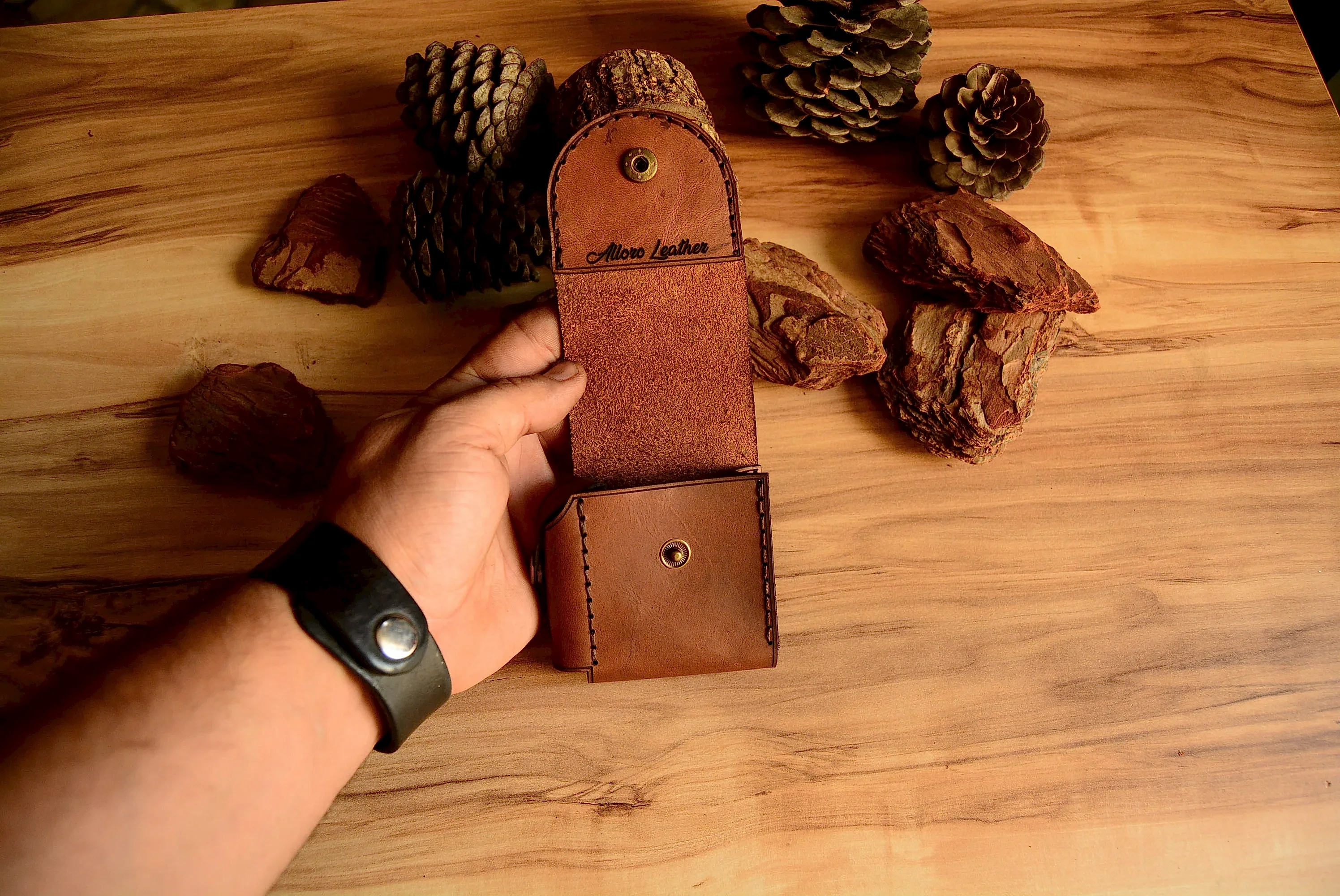 Uzun Sigara Kılıfı Hakiki Deri El Dikişi Kılıfı