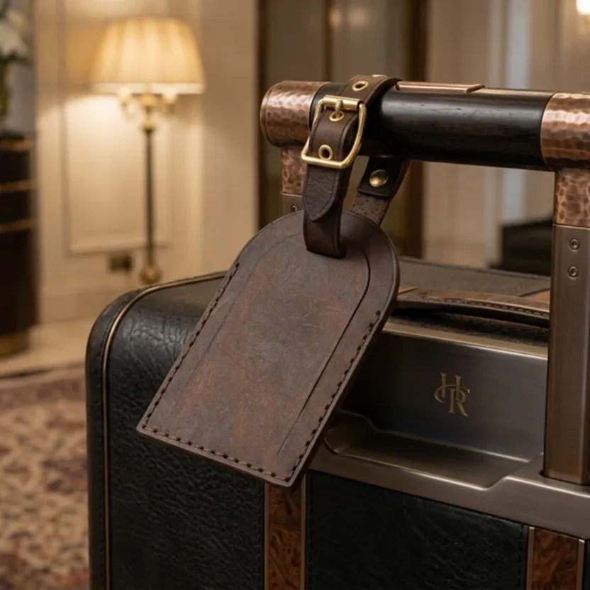 hakiki deri el yapimi valiz isimlik deri bagaj etiketi