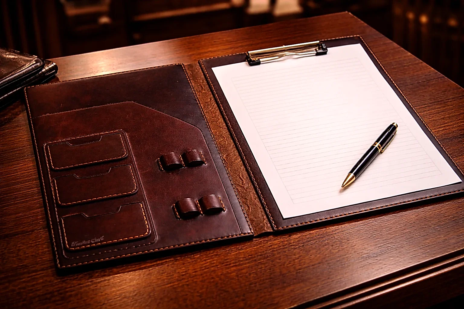 Veys A4 Sekreterlik Deri El Yapımı Hakiki Deri Clipboard