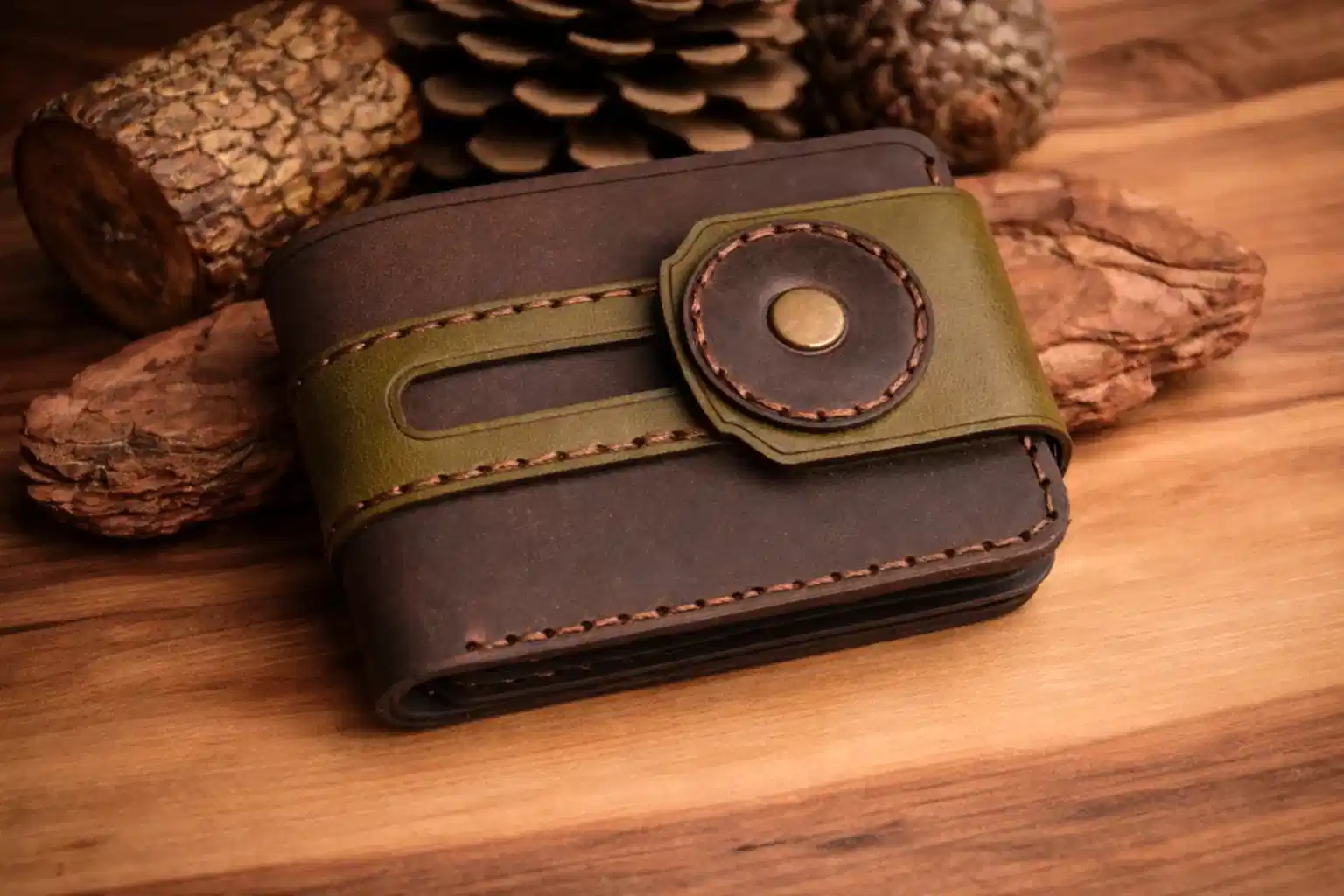 Western V-1 Cüzdan Katlanır Çıtçıtlı Hakiki Deri El Yapımı