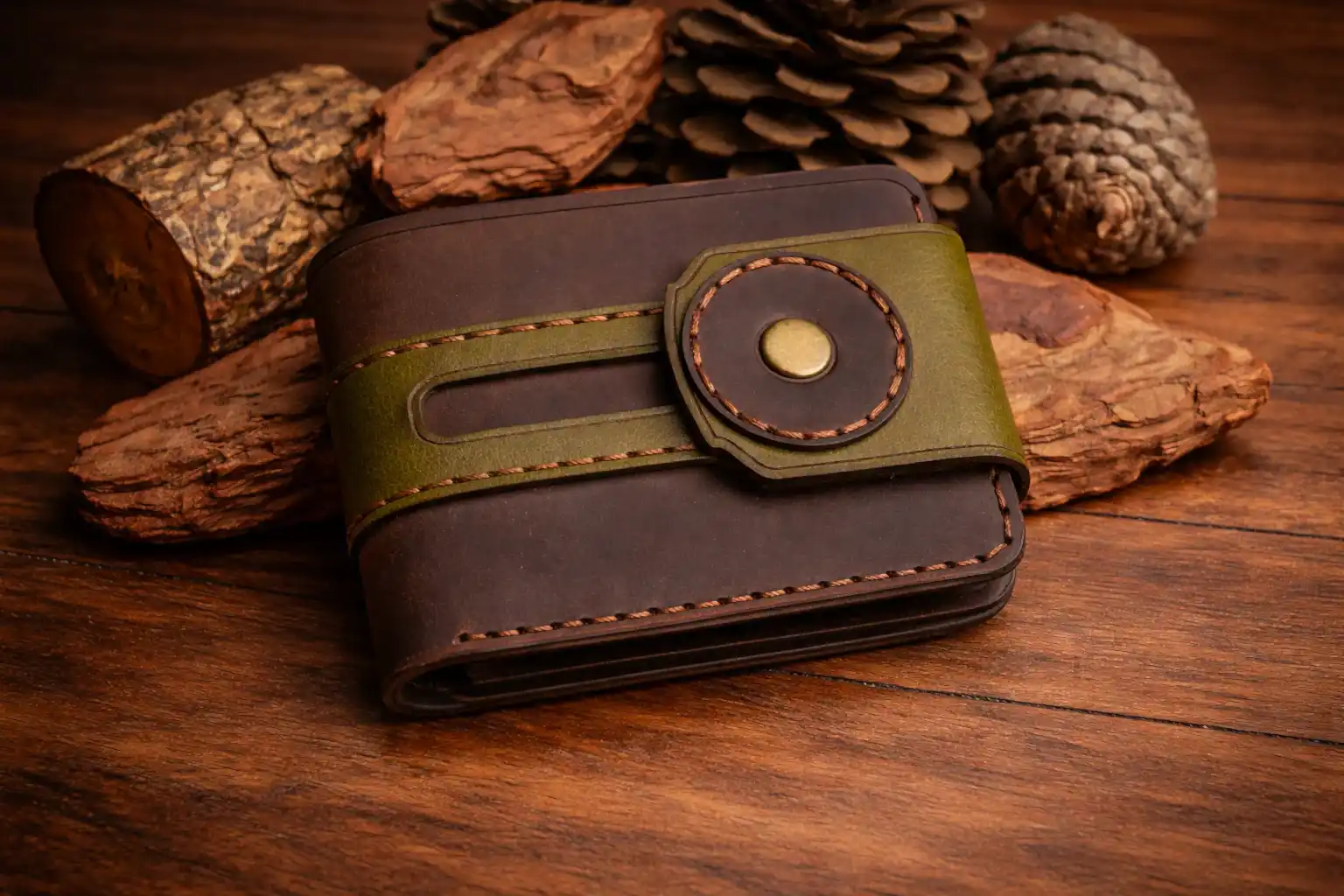 Western V-1 Cüzdan Katlanır Çıtçıtlı Hakiki Deri El Yapımı