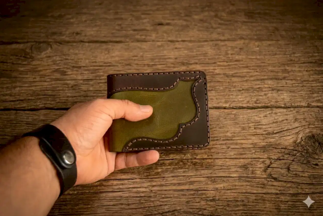 Western V-2 Cüzdan Katlanır Tasarım Hakiki Deri El Yapımı