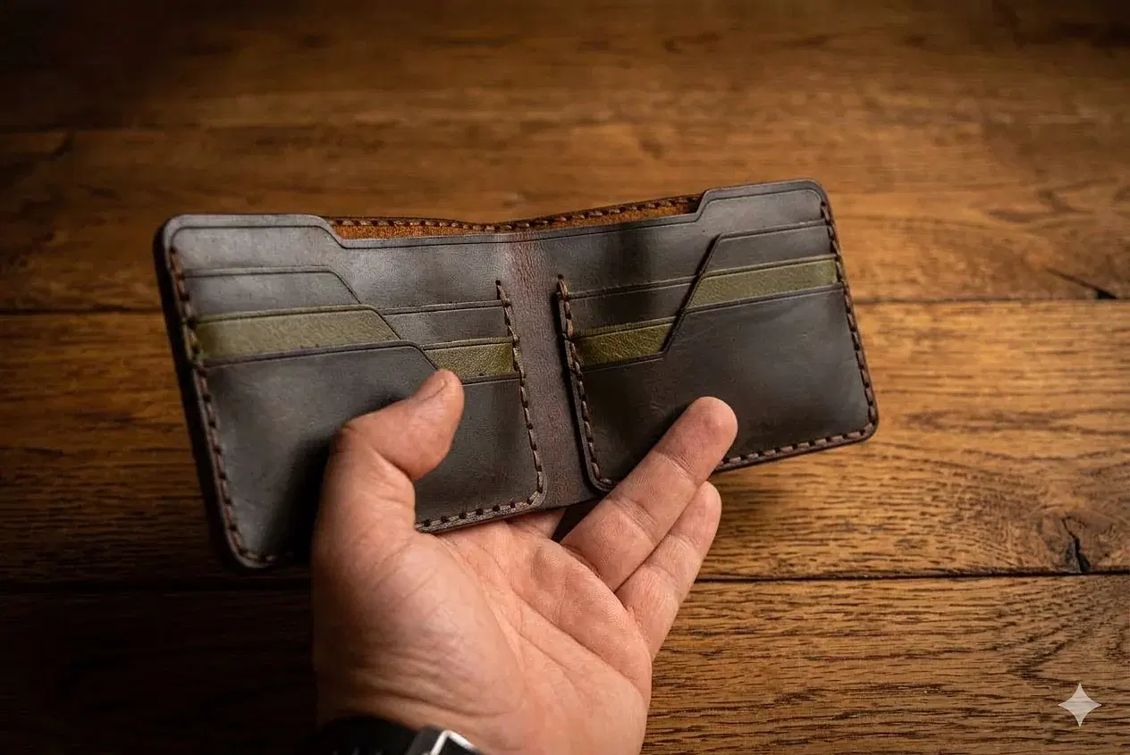 Western V-2 Cüzdan Katlanır Tasarım Hakiki Deri El Yapımı