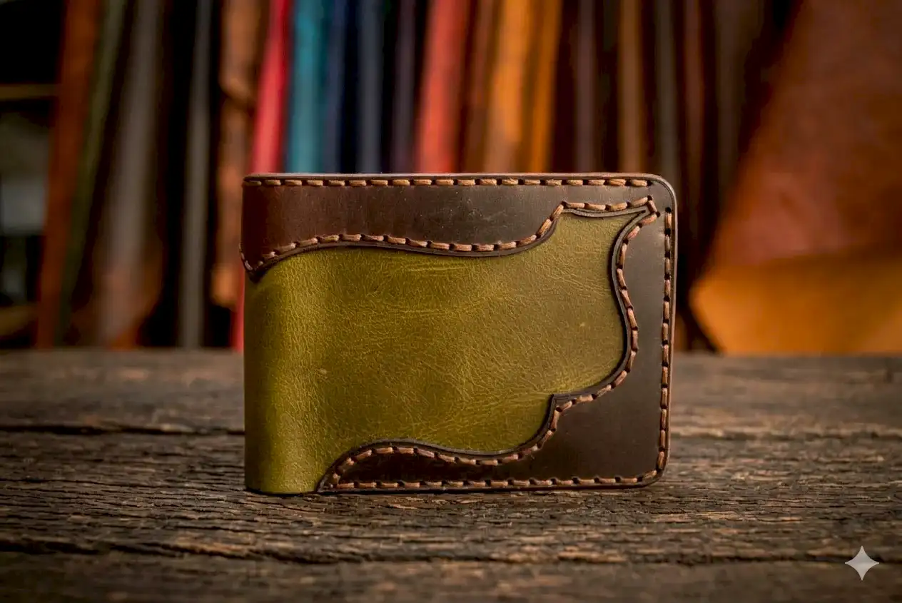 Western V-2 Cüzdan Katlanır Tasarım Hakiki Deri El Yapımı
