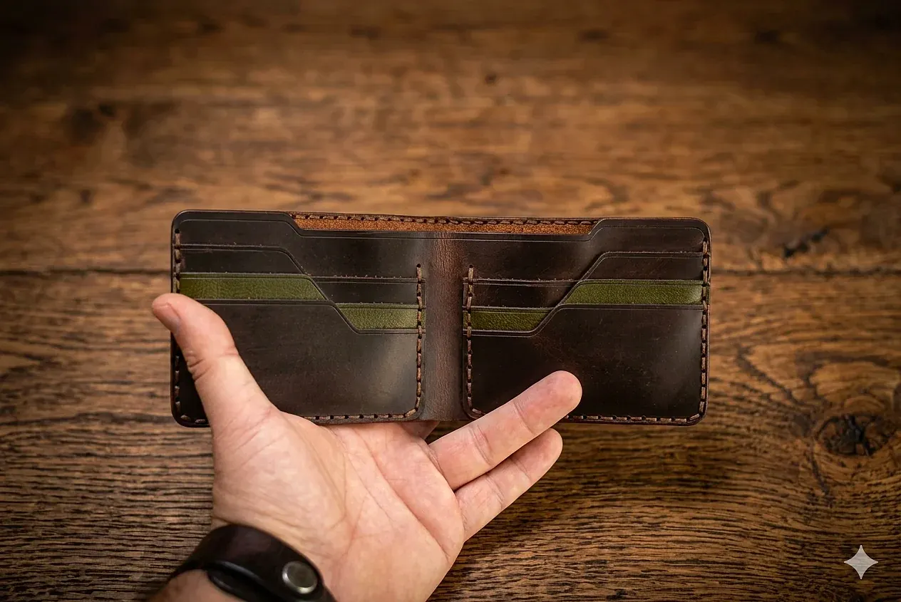 Western V-2 Cüzdan Katlanır Tasarım Hakiki Deri El Yapımı